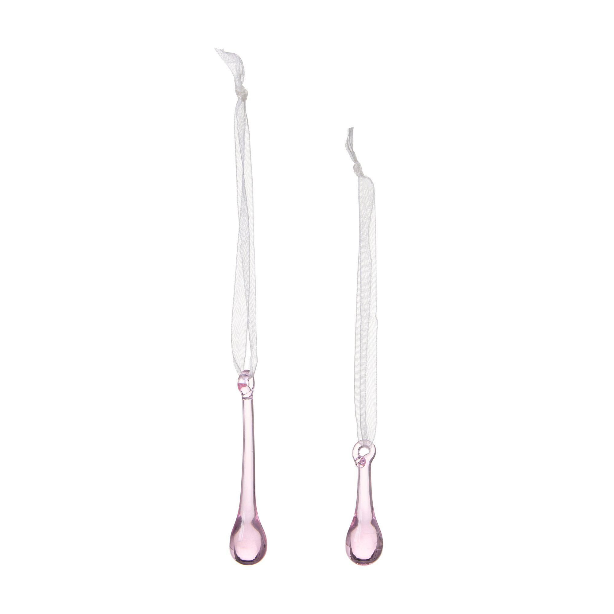 DROP Ornament S/2 Pink - Pink - 2x8, 2x5cm