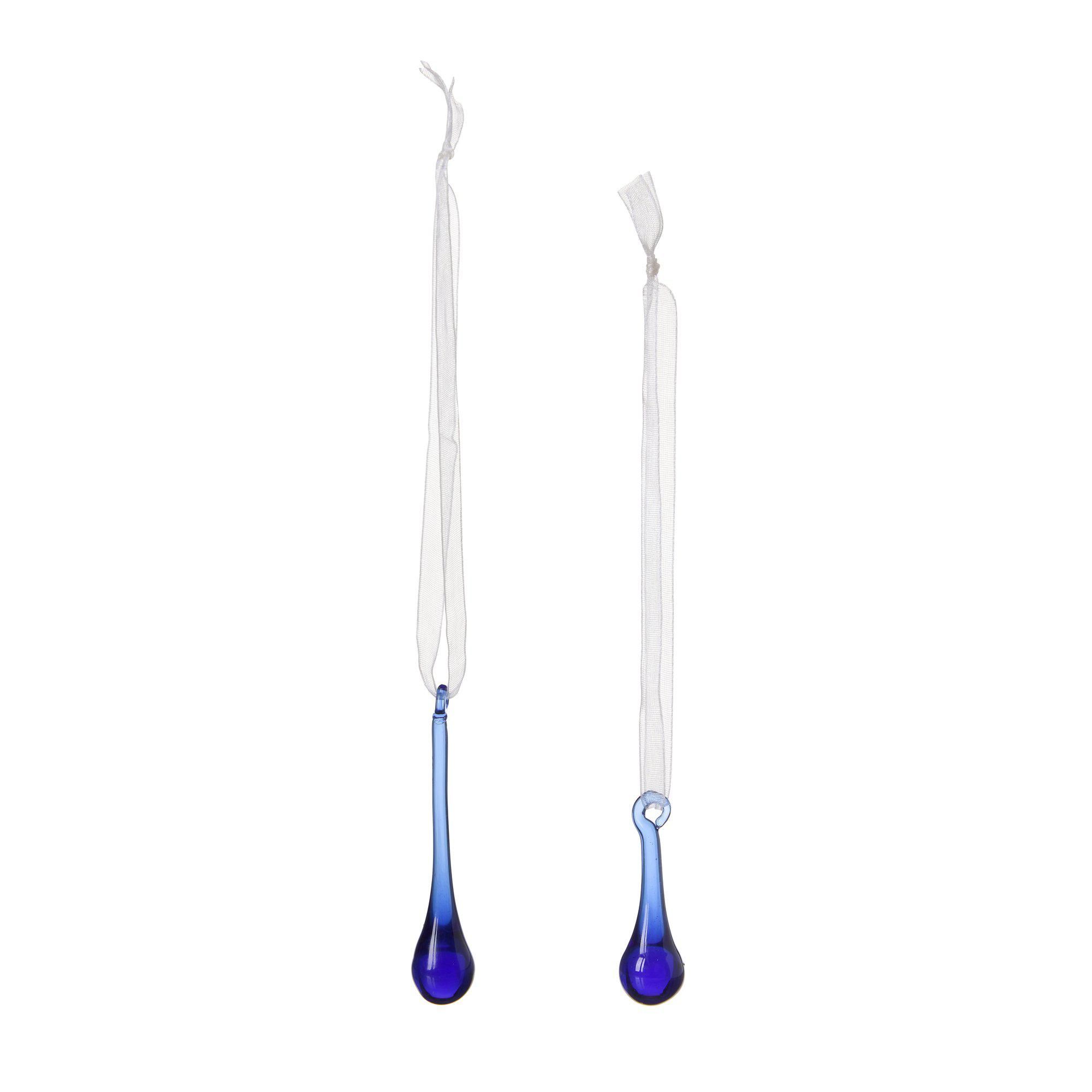 DROP Ornament S/2 Blue - Blue - 2x8, 2x5cm