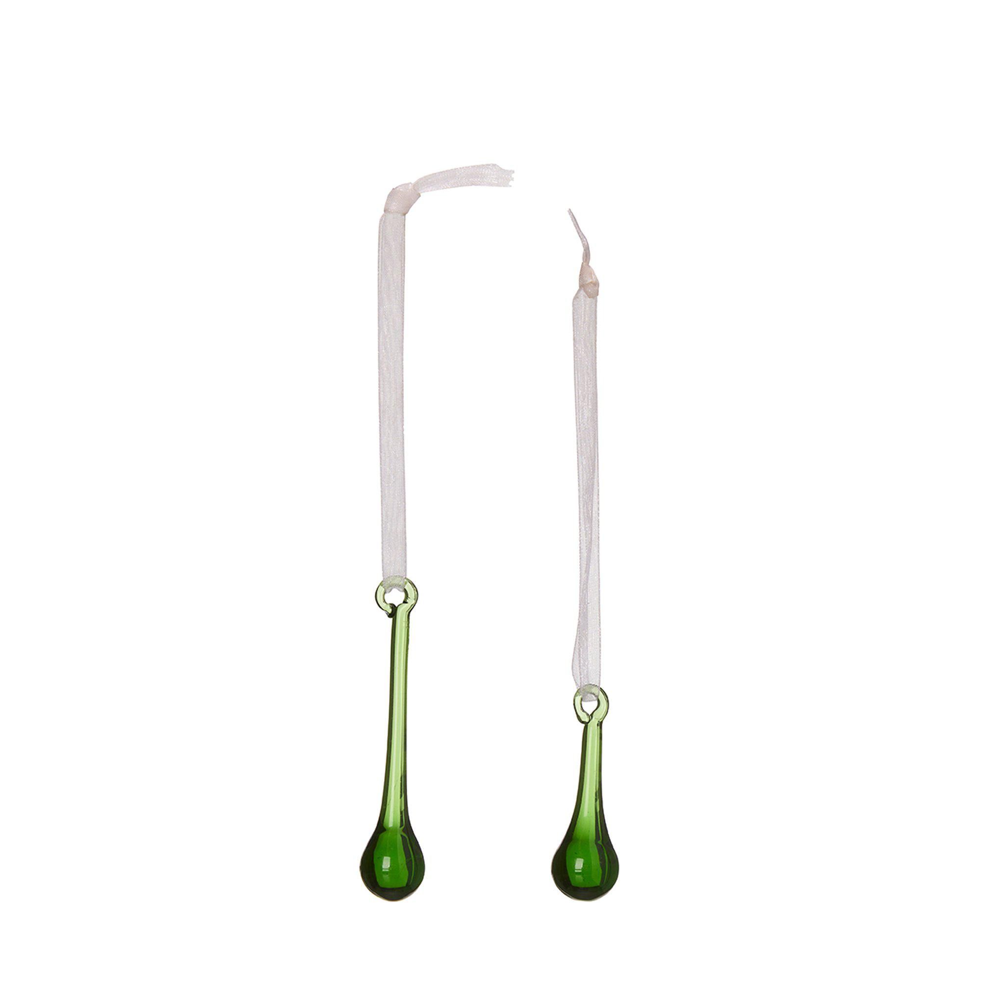 DROP Ornament S/2 Green - Green - 2x8, 2x5cm