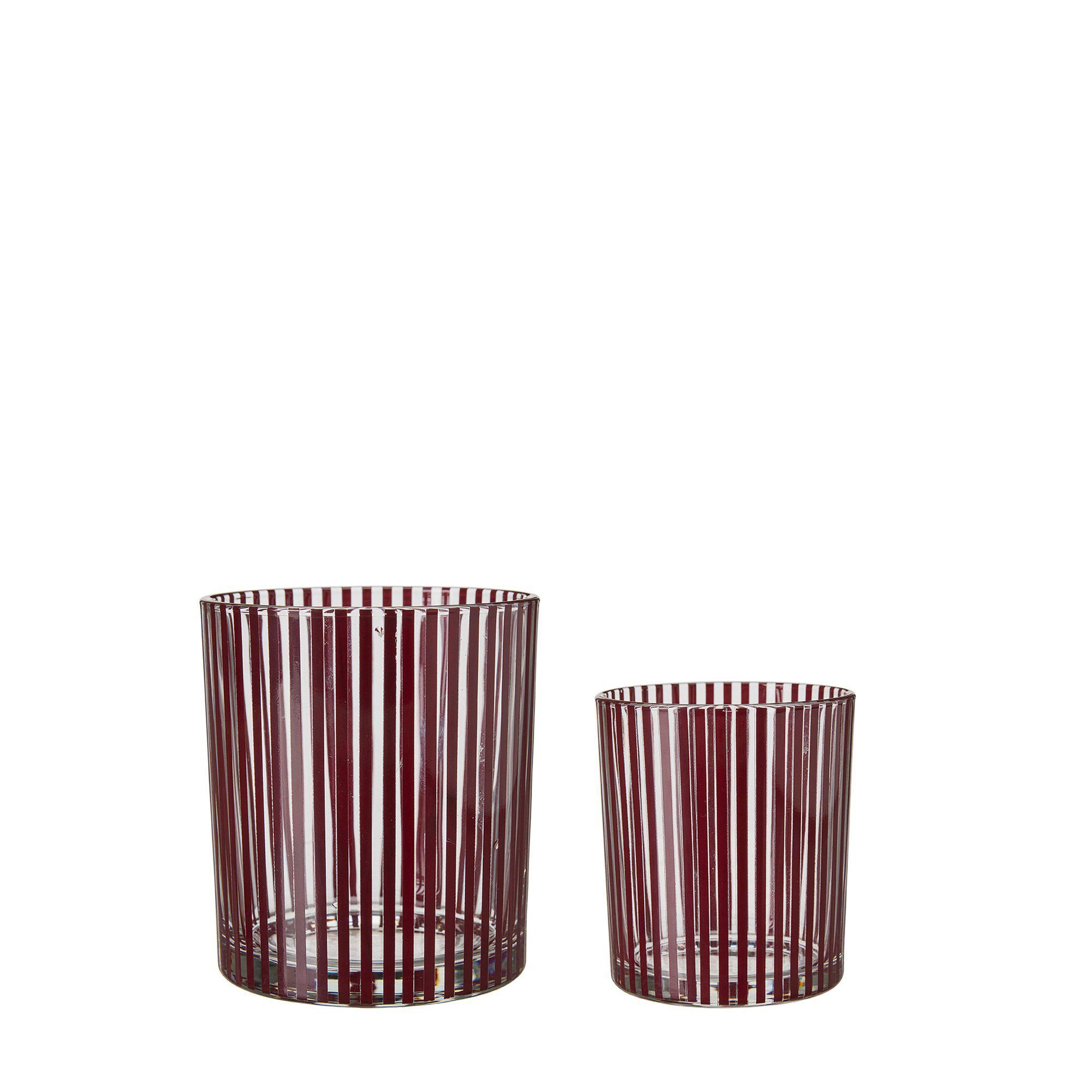 ILSE Lantern/Pot S/2 Clear/Dark Red - Clear/Dark Red - 11x13 9x10cm