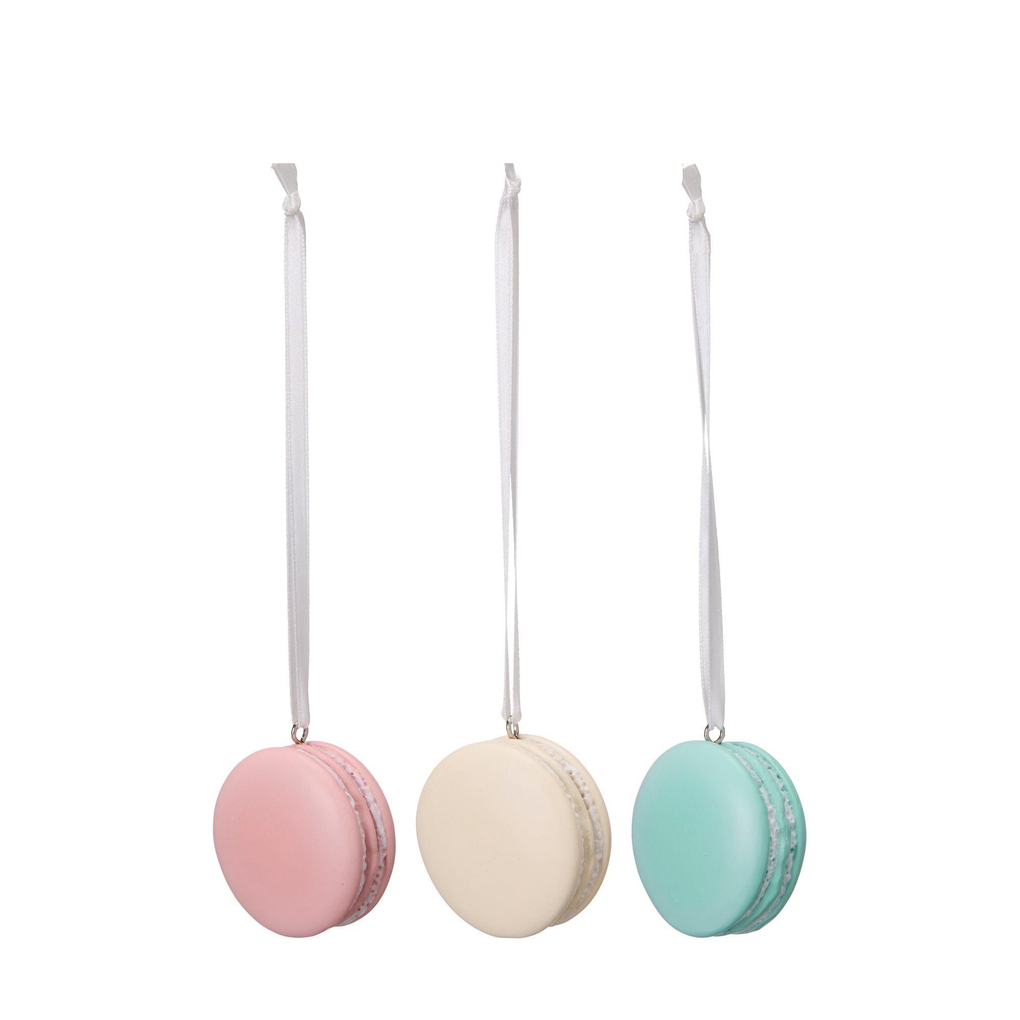 MACARON Hanging Mix White, Pink, Turquoise - White, Pink, Turquoise - 4x2cm