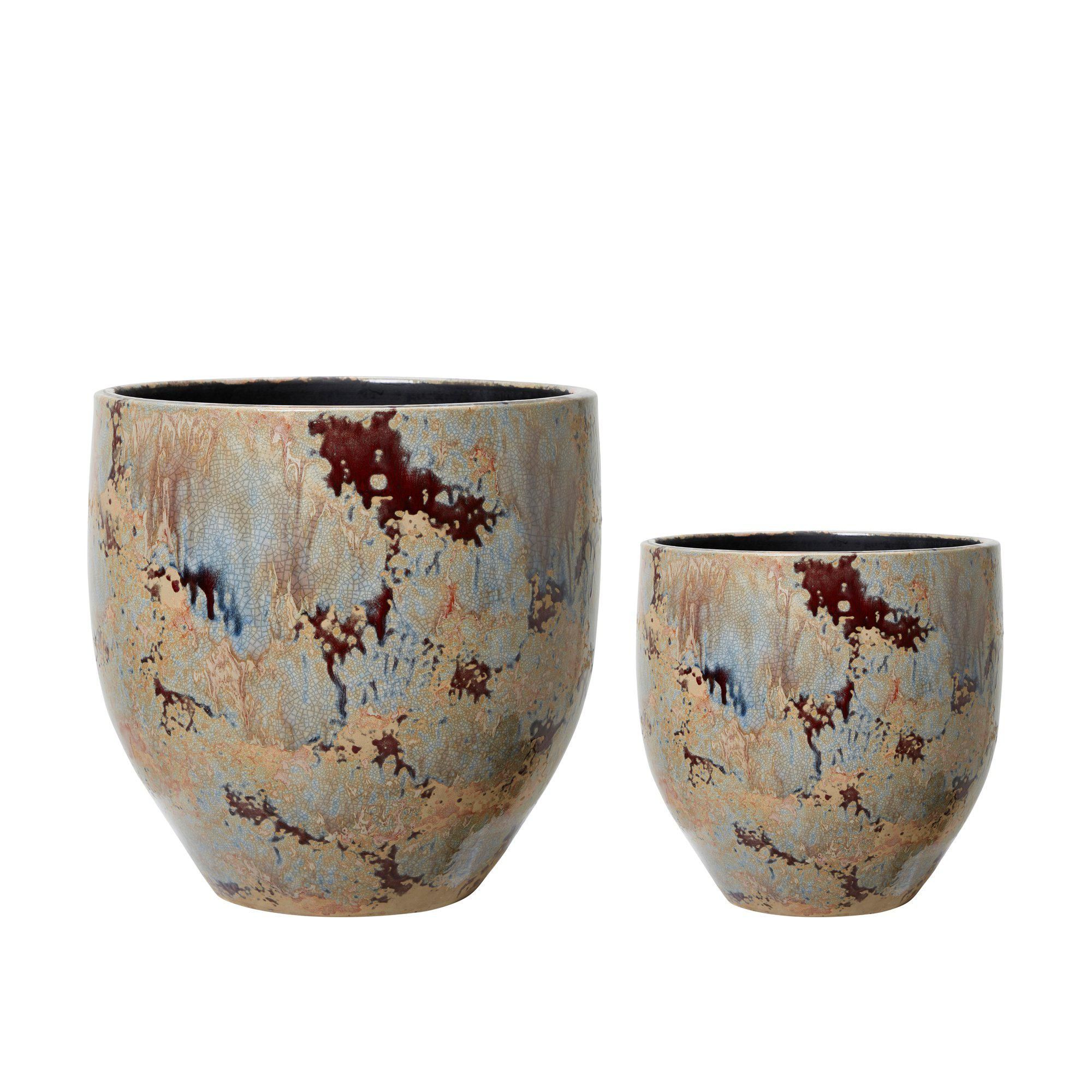 BEATRIZ Pot S/2 Blue Melange - Blue Melange - 32x32, 23x24cm