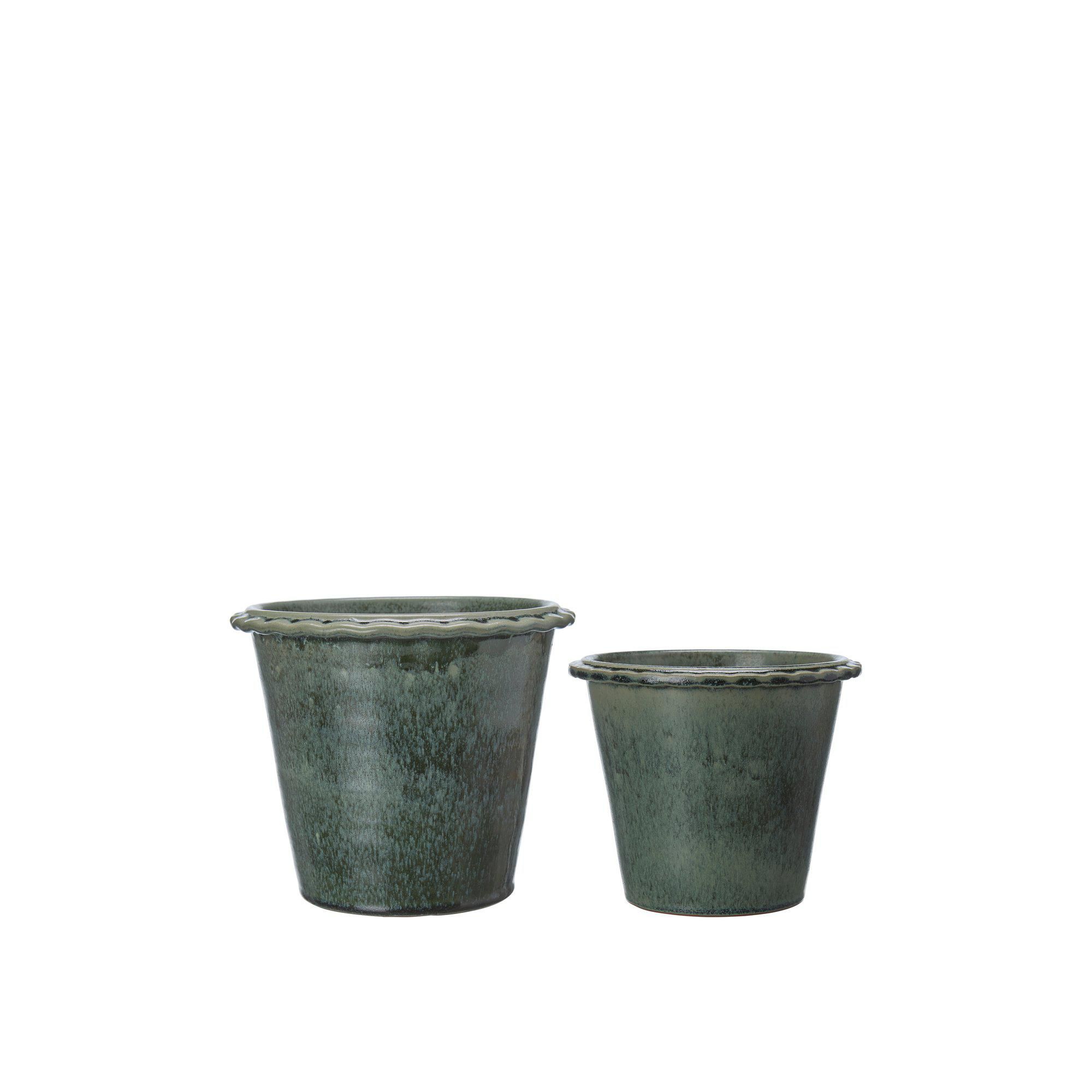 ANGELA Pot S/2 Green Melange - Green Melange - 20x17 16x14cm
