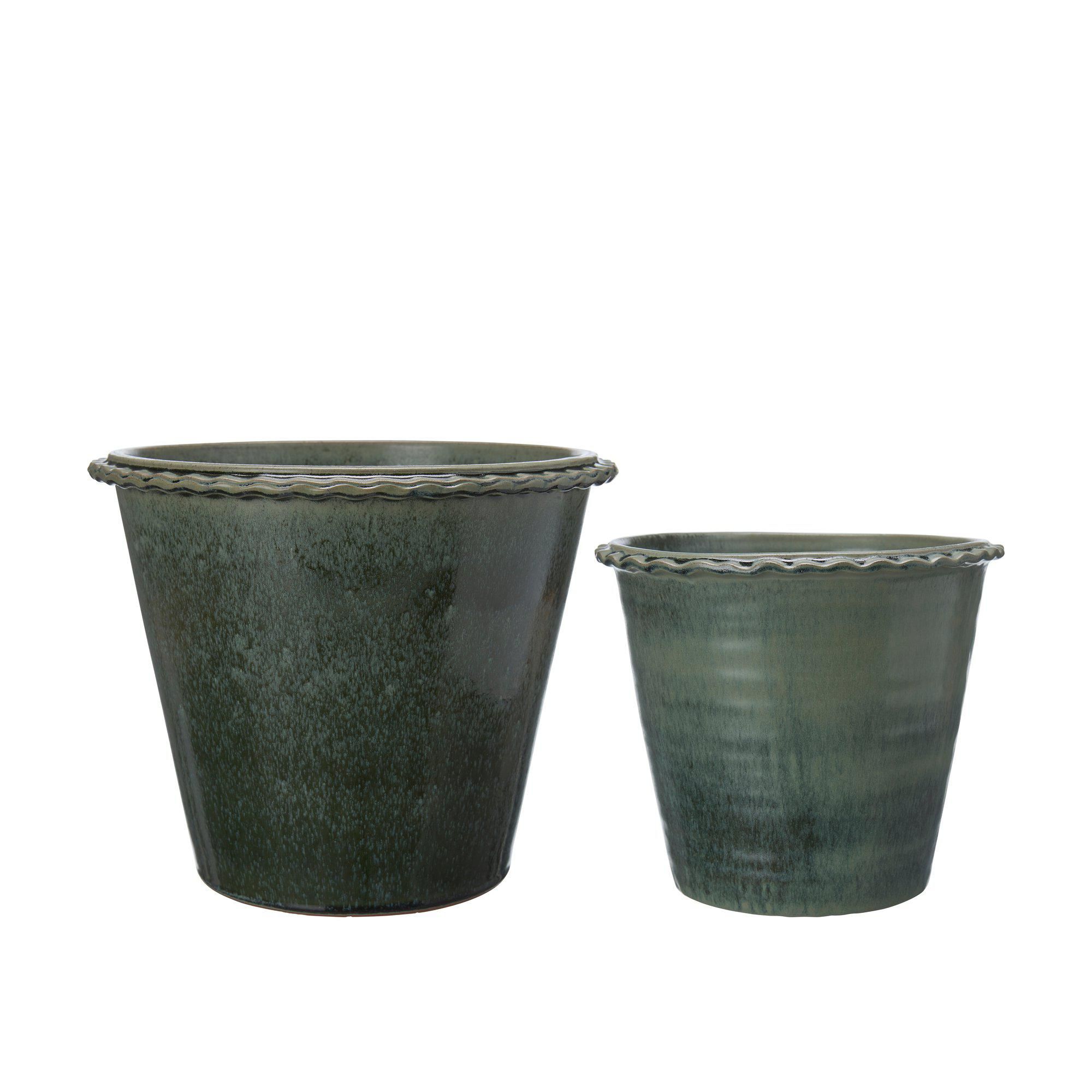 ANGELA Pot S/2 Green Melange - Green Melange - 30x26 24x20cm