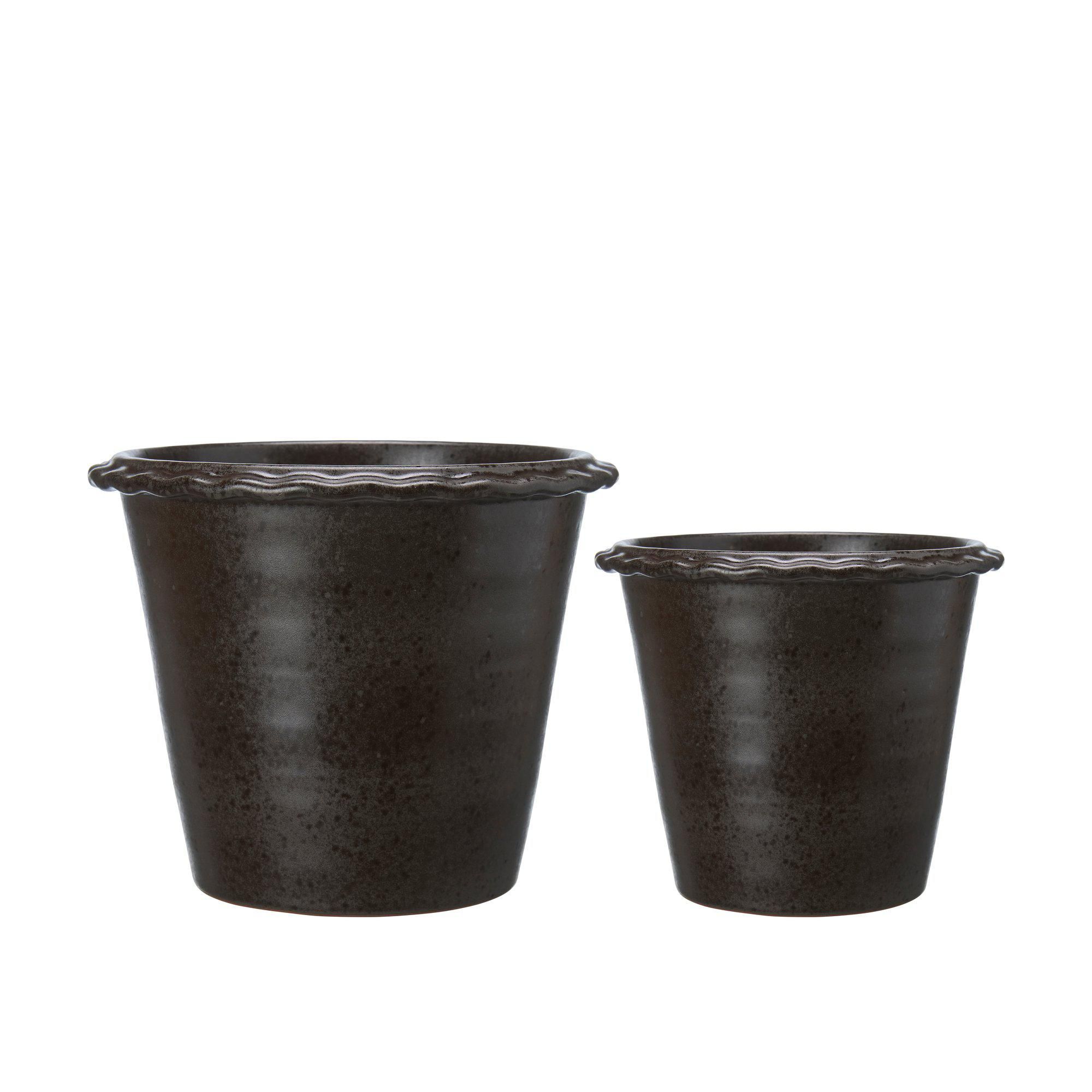 ANGELA Pot S/2 Dark Brown - Dark Brown - 30x26 24x20cm