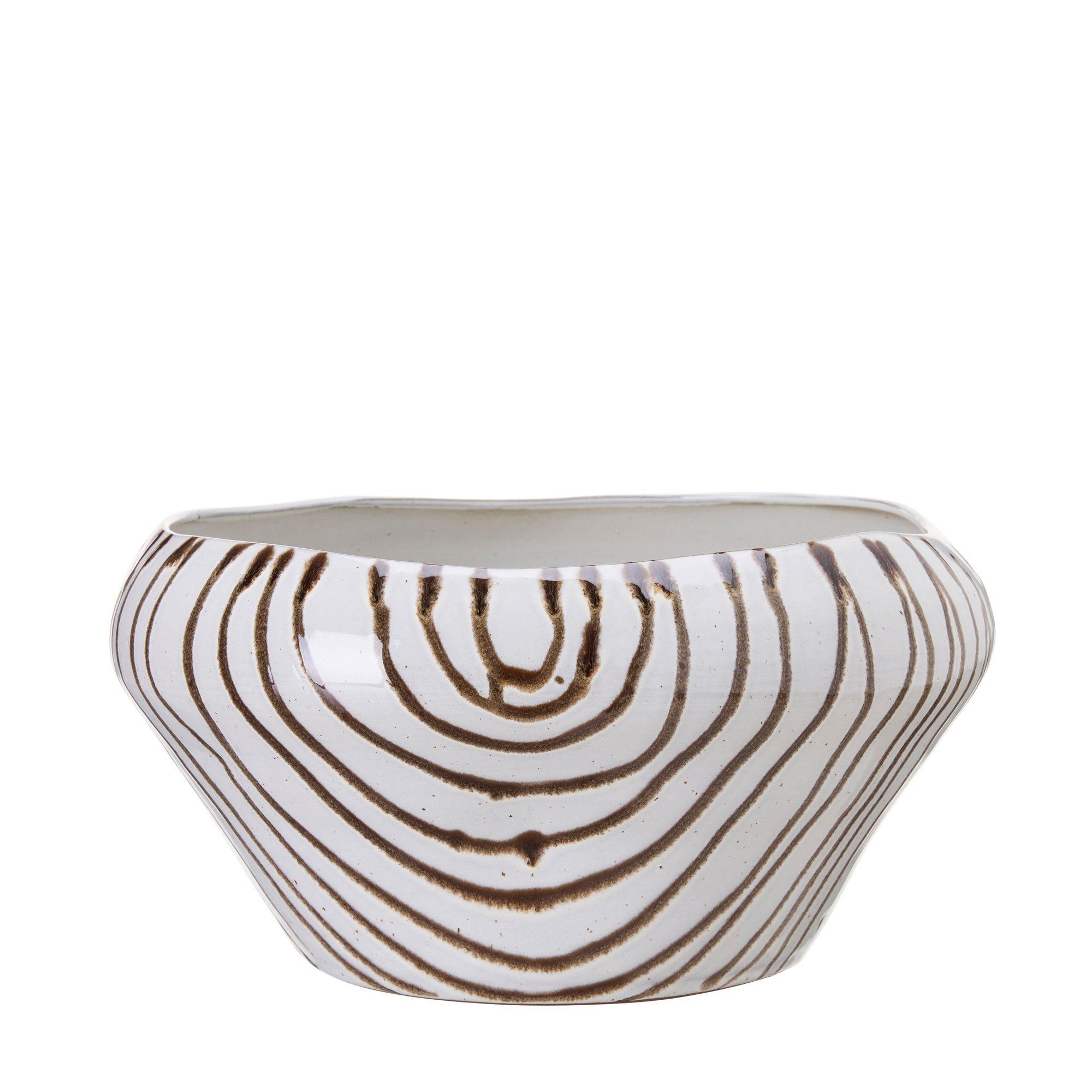 MARITA Planter White/Brown - White/Brown - 34x17cm