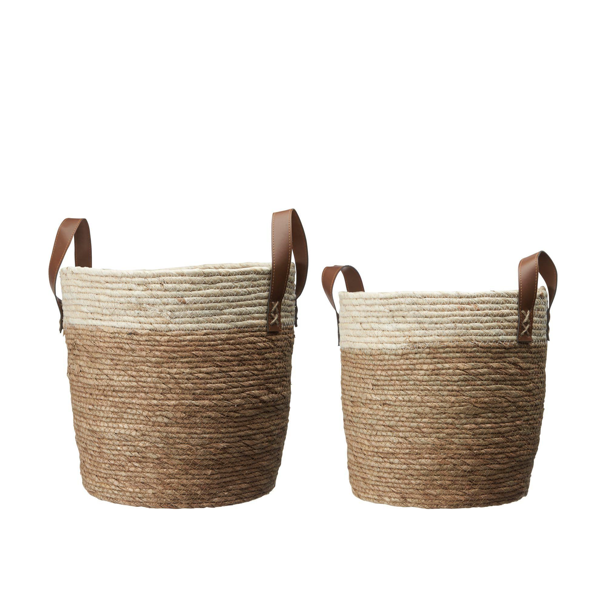 ENNA Basket S/2 Natural/Offwhite - Natural/Offwhite - 34x35 32x30cm