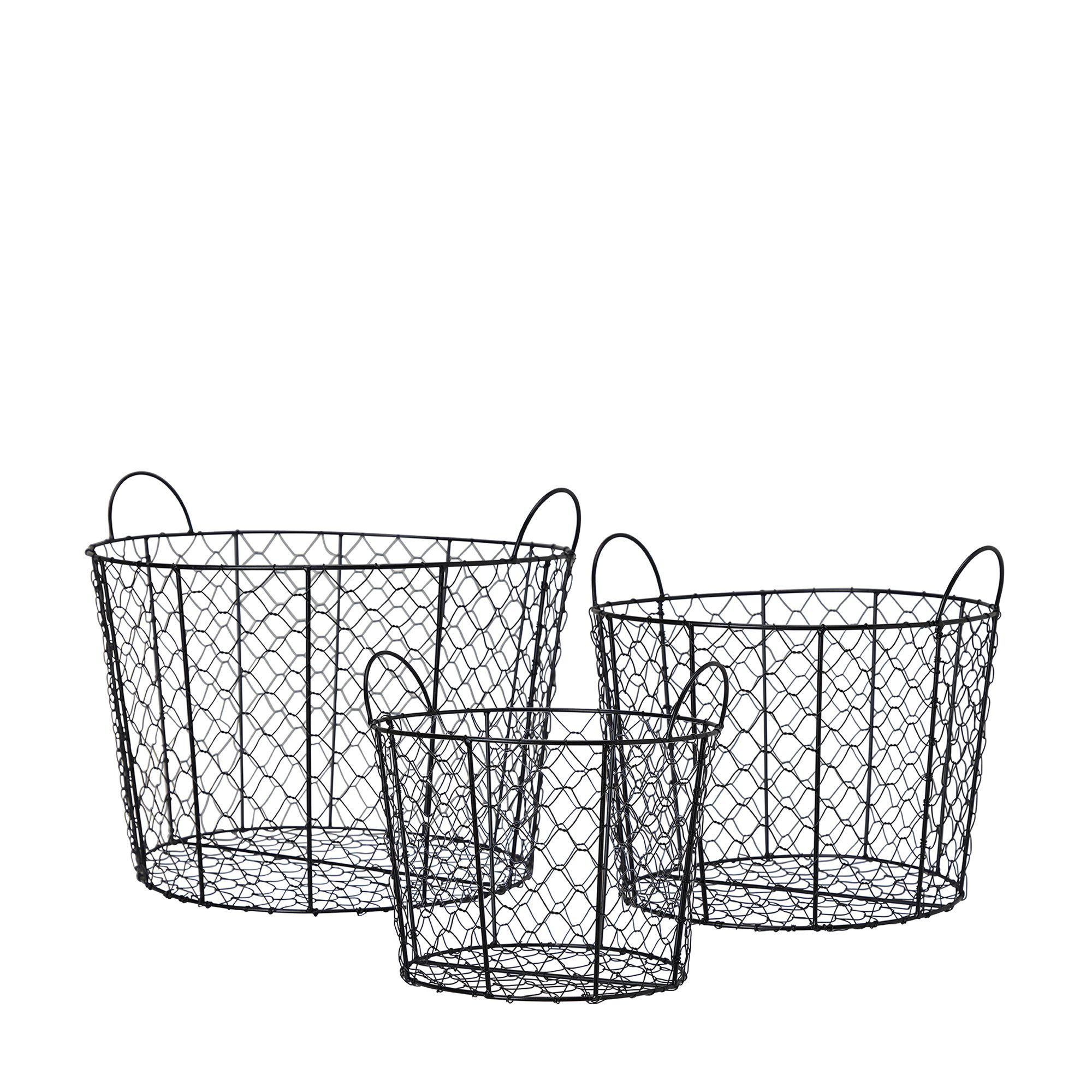 GLEA Basket S/3 Black - Black - 36x25+5 29x23+5