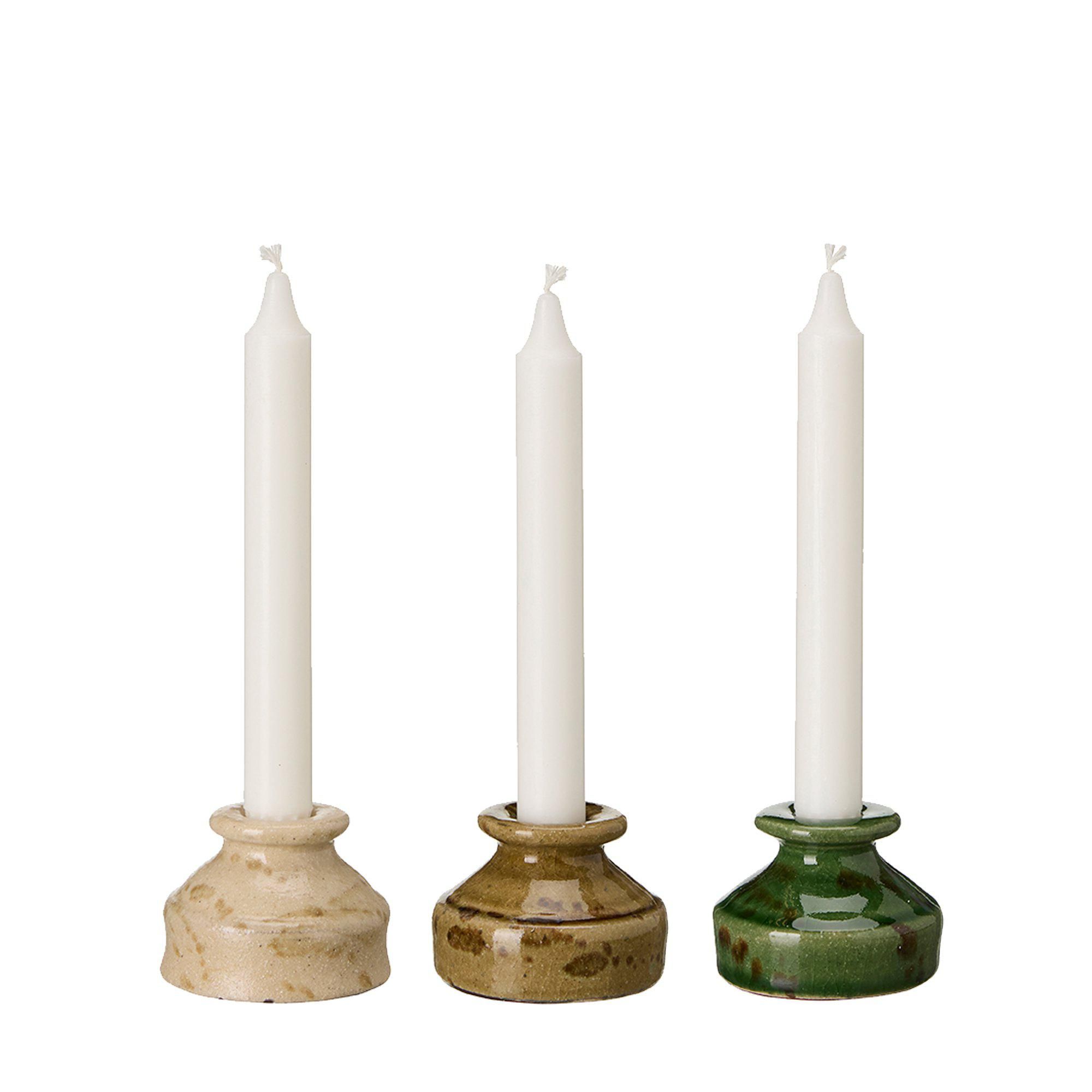 FILIPPA Candle holder Mix Beige, Brown, Green - Beige, Brown, Green - 7x7cm