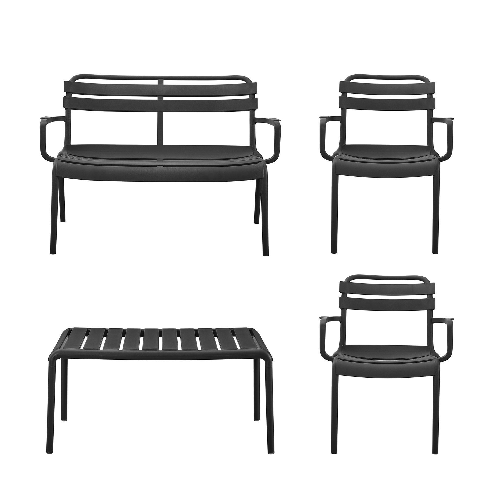 BIARRITZ Lounge set Black - Black - Chair: 65x68x76cm