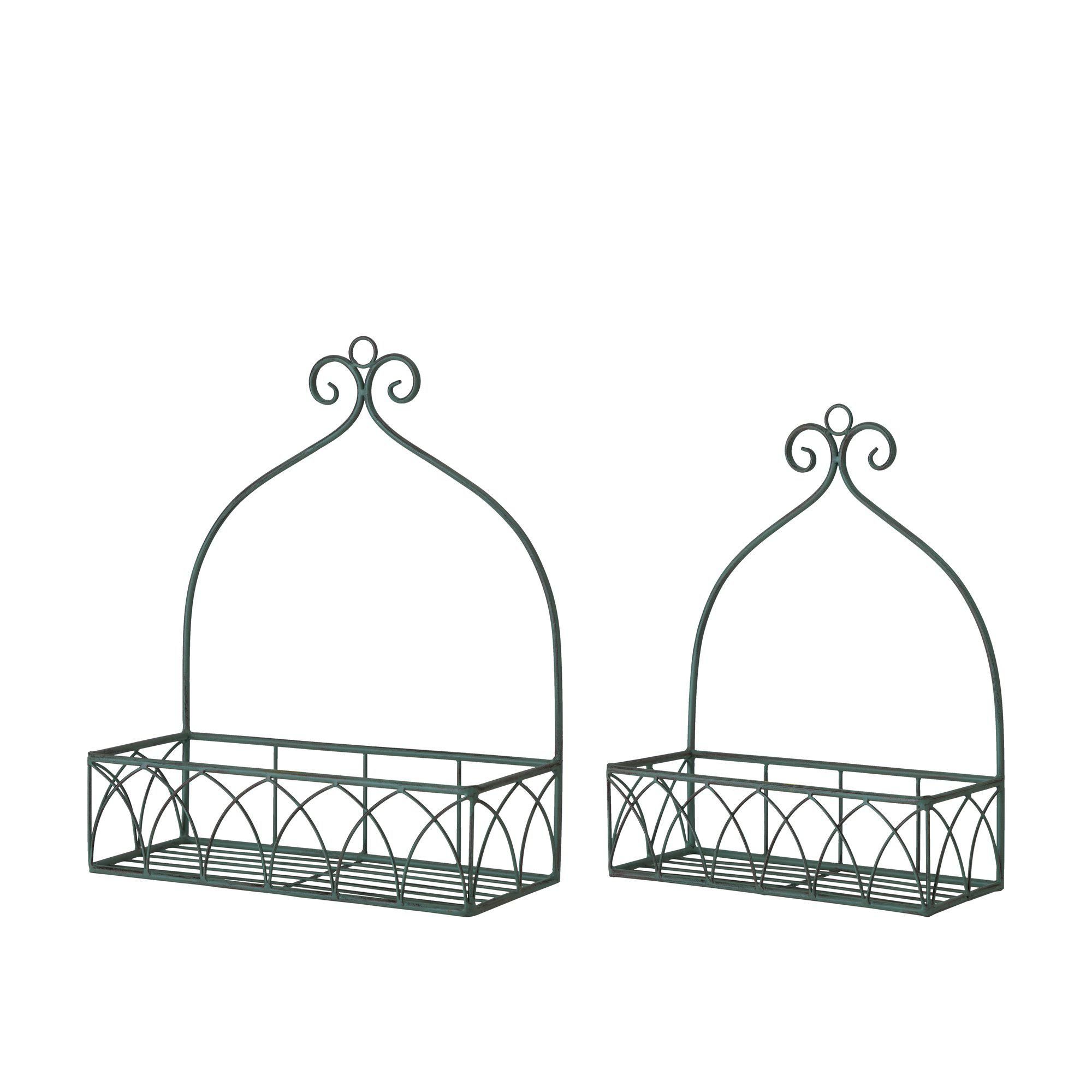 VALERIA Wallshelf S/2 Green - Green - 37x15x45 32x13x40cm