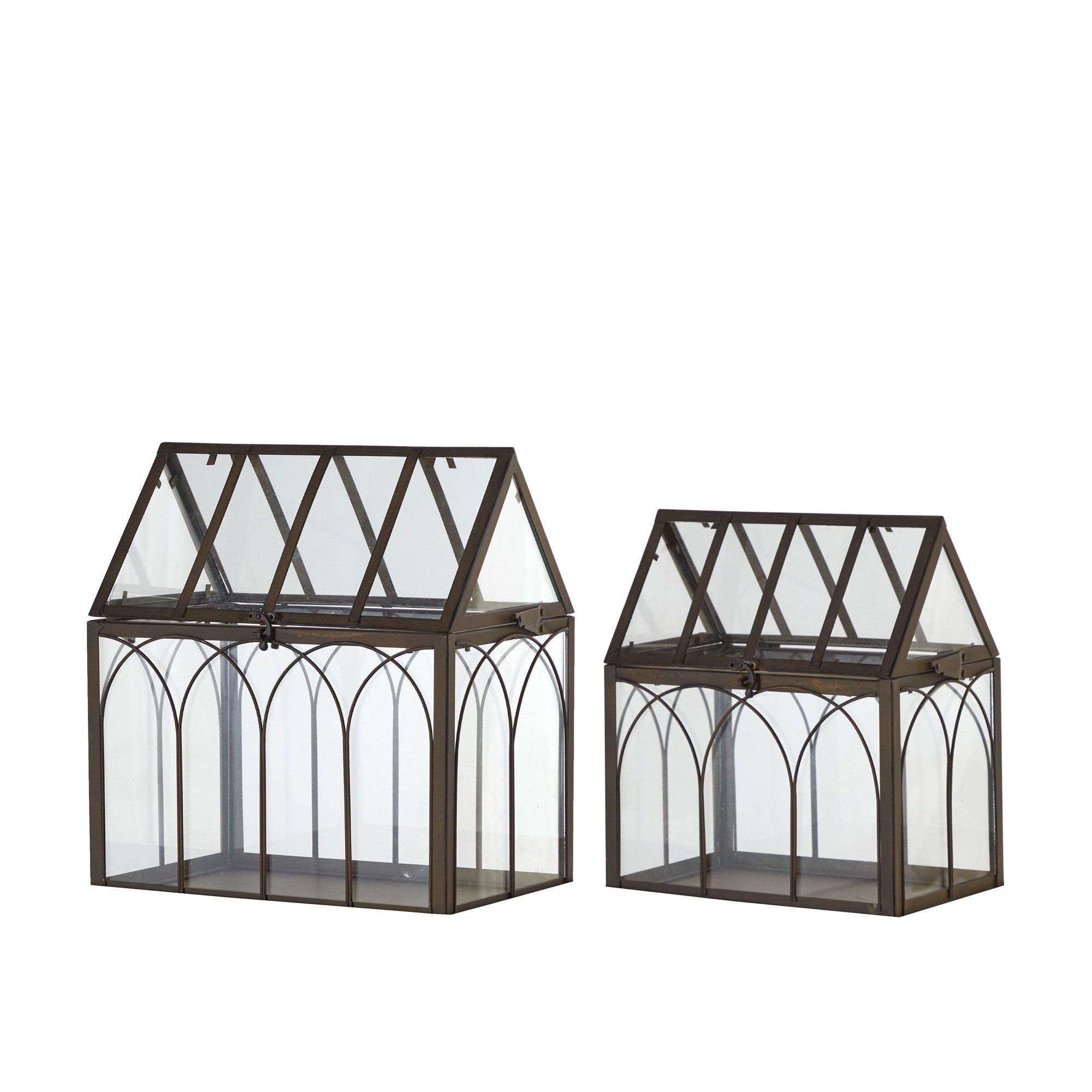 VALERIA Geenhouse S/2 Rust brown - Rust brown - 34x22x38 29x18x32cm