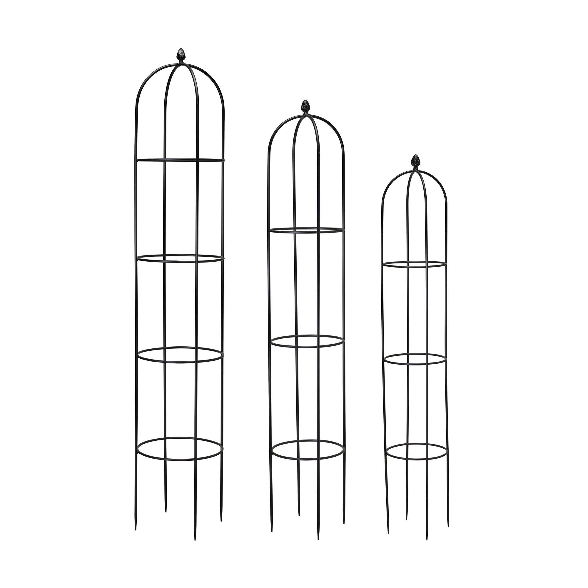 ETHEL PLANT SUPPORT S/3 Black - Black - 33x179 28x160cm