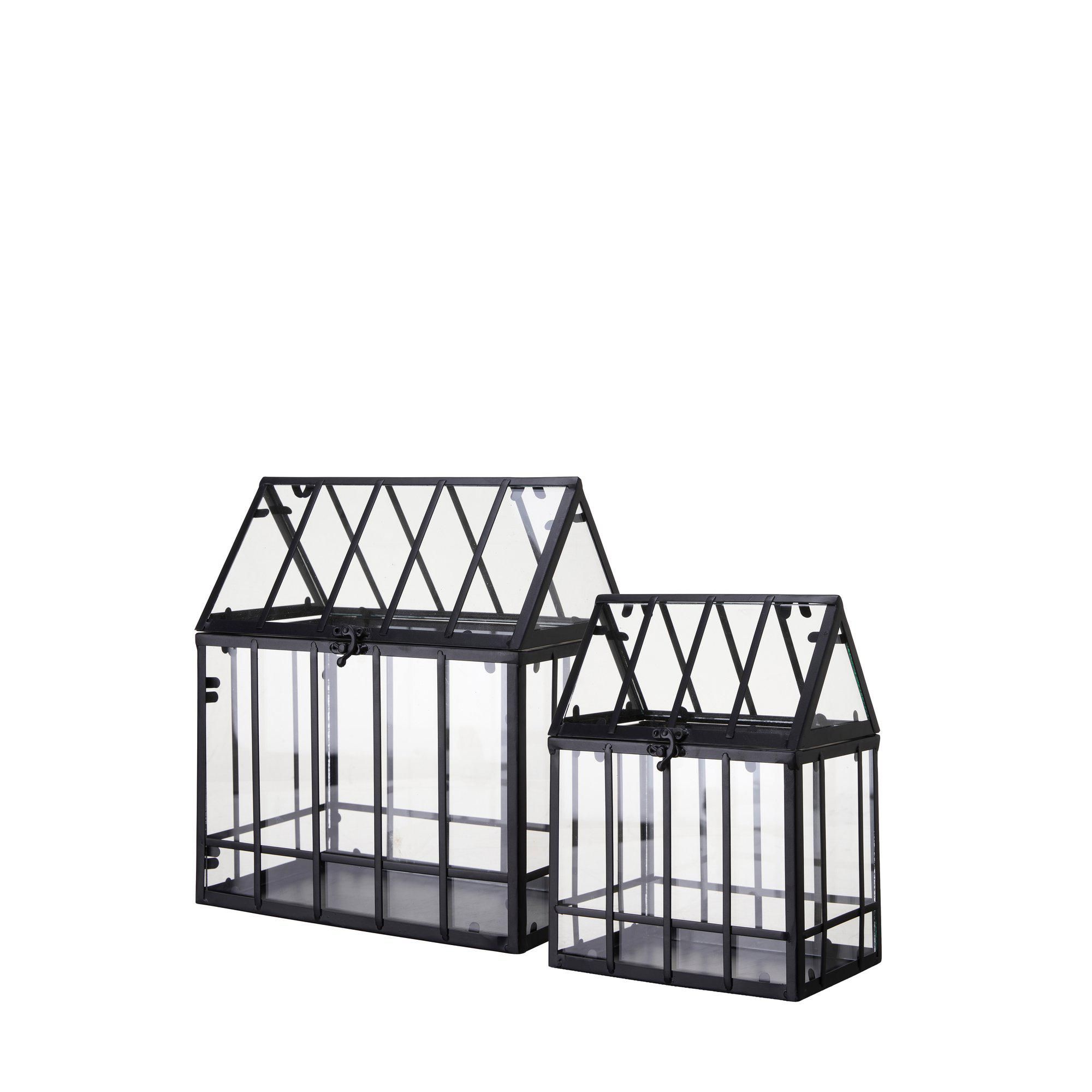 KAIA Geenhouse S/2 Black - Black - 30x19x35 22x14x29cm