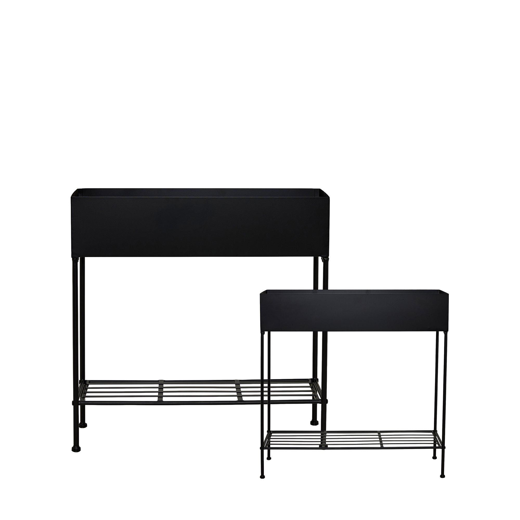 TILIA Planter S/2 Black - Black - 80x26x80 60x20x60cm