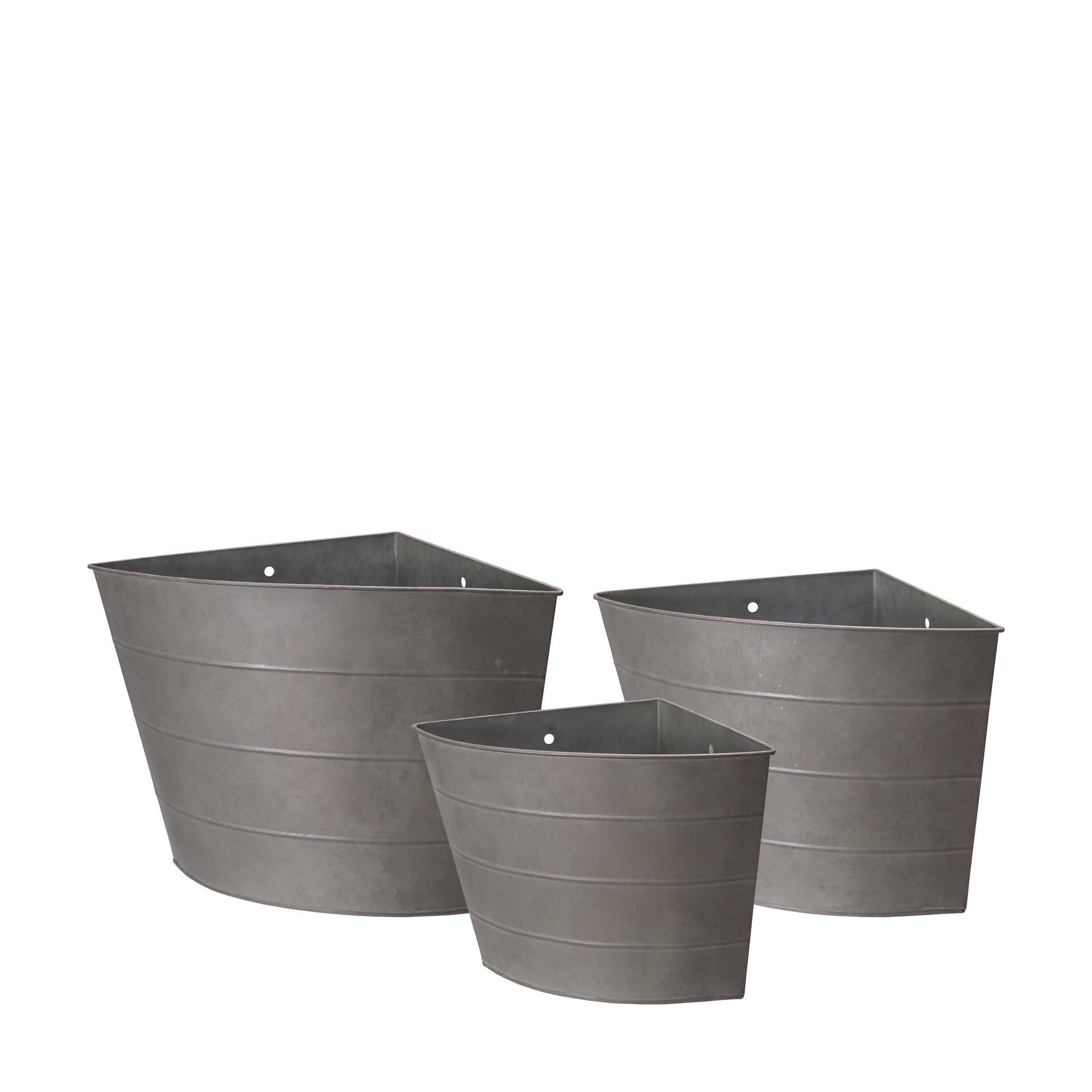 NYLA Corner Wall Pot S/3 Grey Zinc - Grey Zinc - 42x25x28 37x23x25
