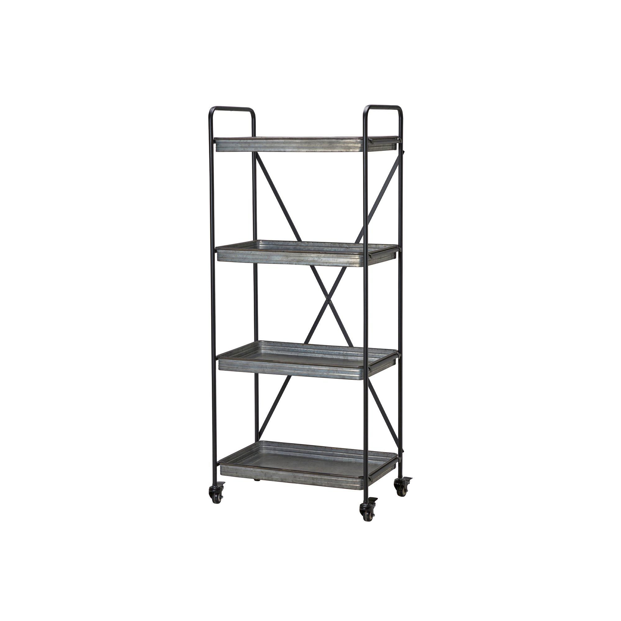 PENNY Shelf w. wheels Grey Zinc - Grey Zinc - 59x36x141cm