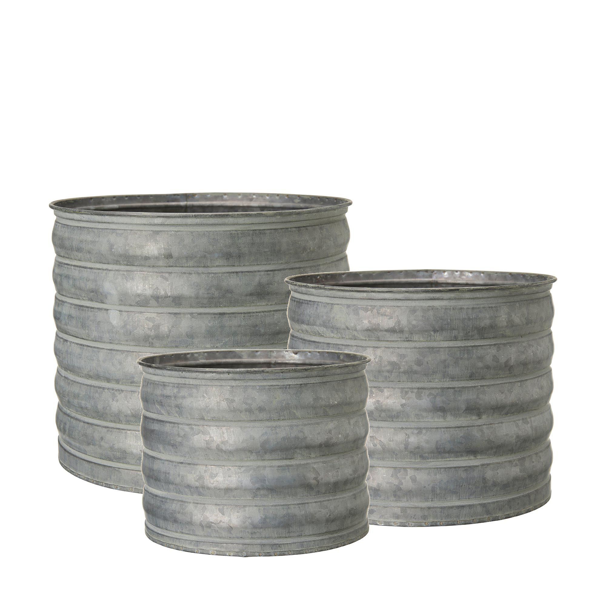 MELANIE Pot S/3 Grey Zinc - Grey Zinc - 26x22 24x19 21x15cm