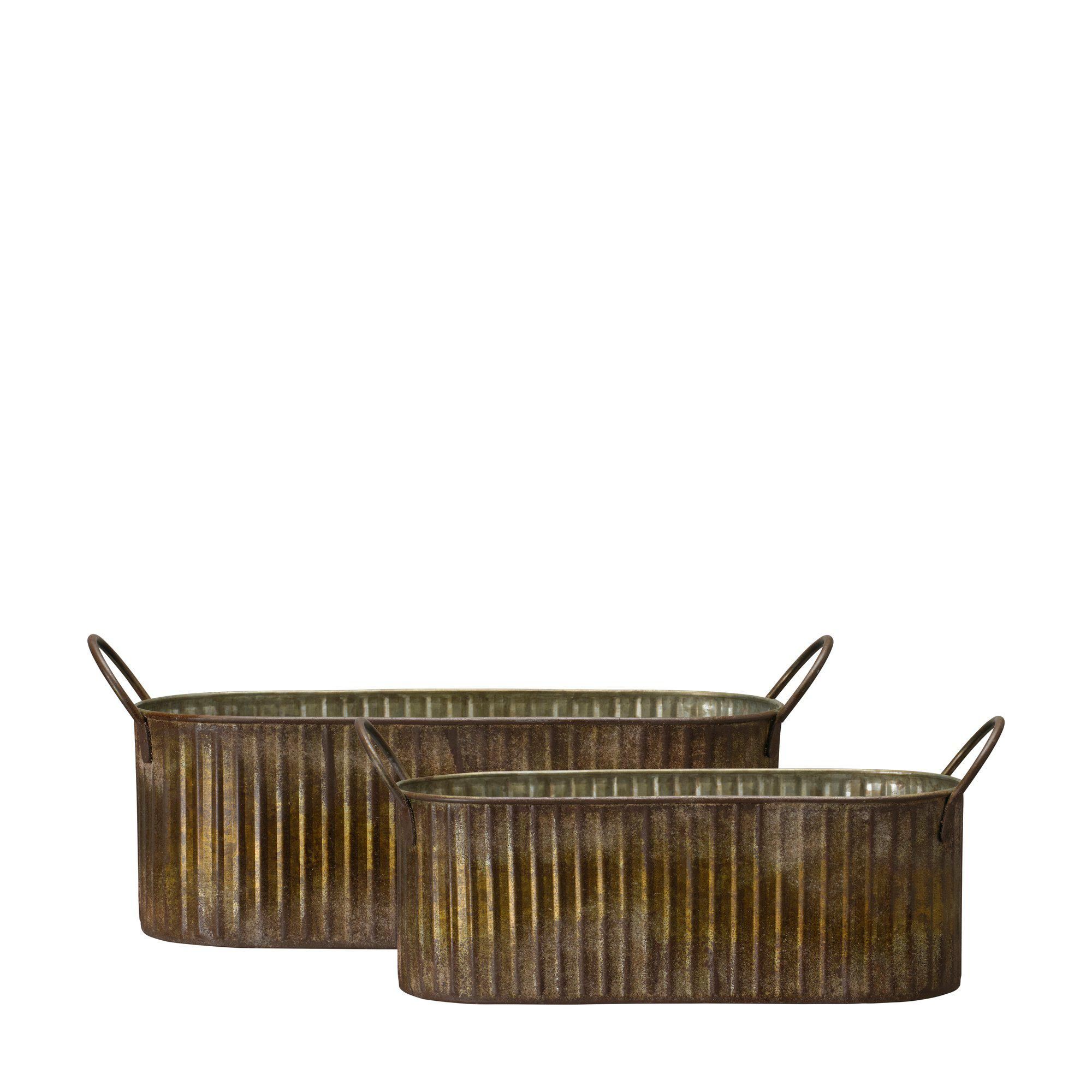 ARWEN Planter S/2 Gold Melange - Gold Melange - 33x15x11, 29x12x10cm