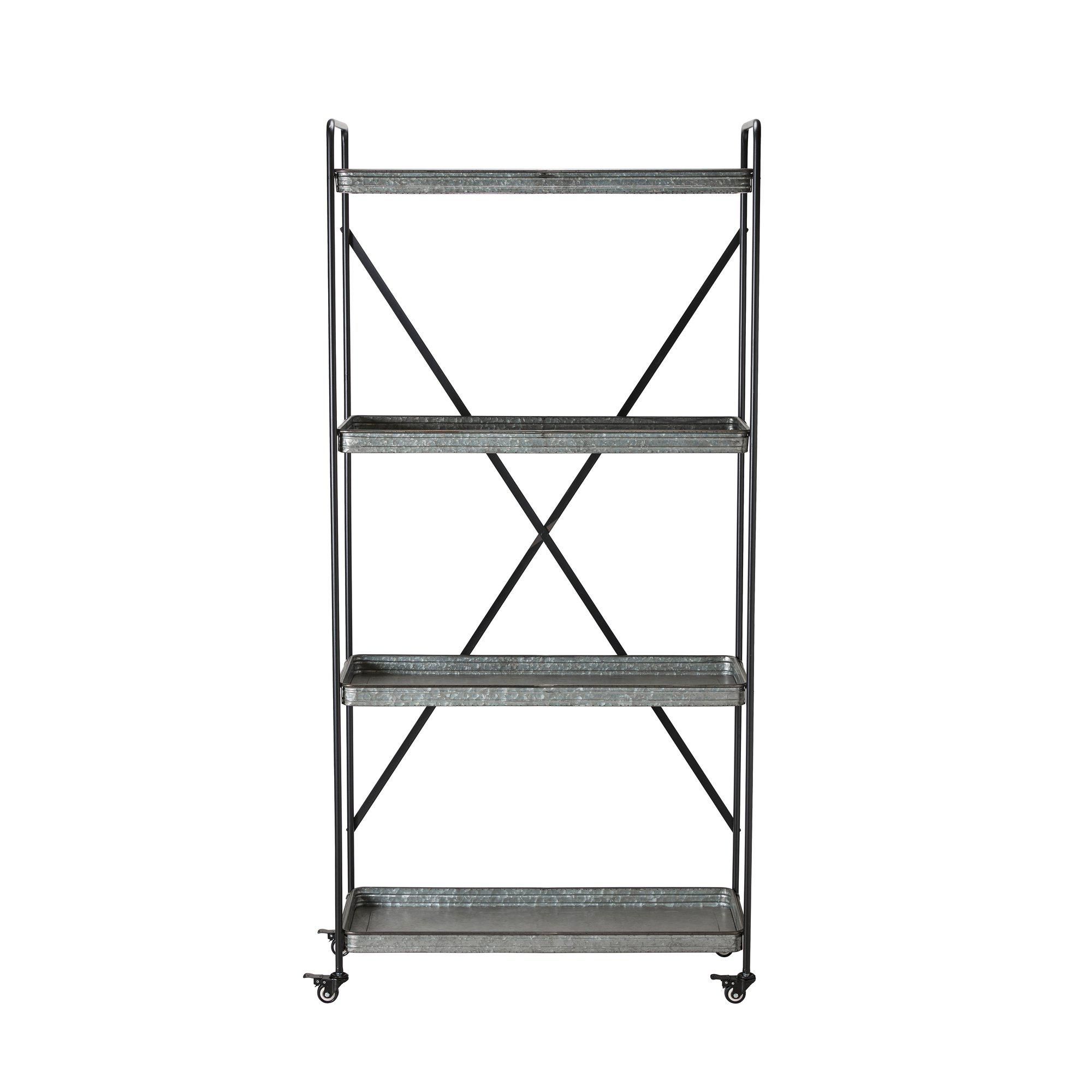 PENNY Shelf w. wheel Grey Zinc - Grey Zinc - 94x36x198cm