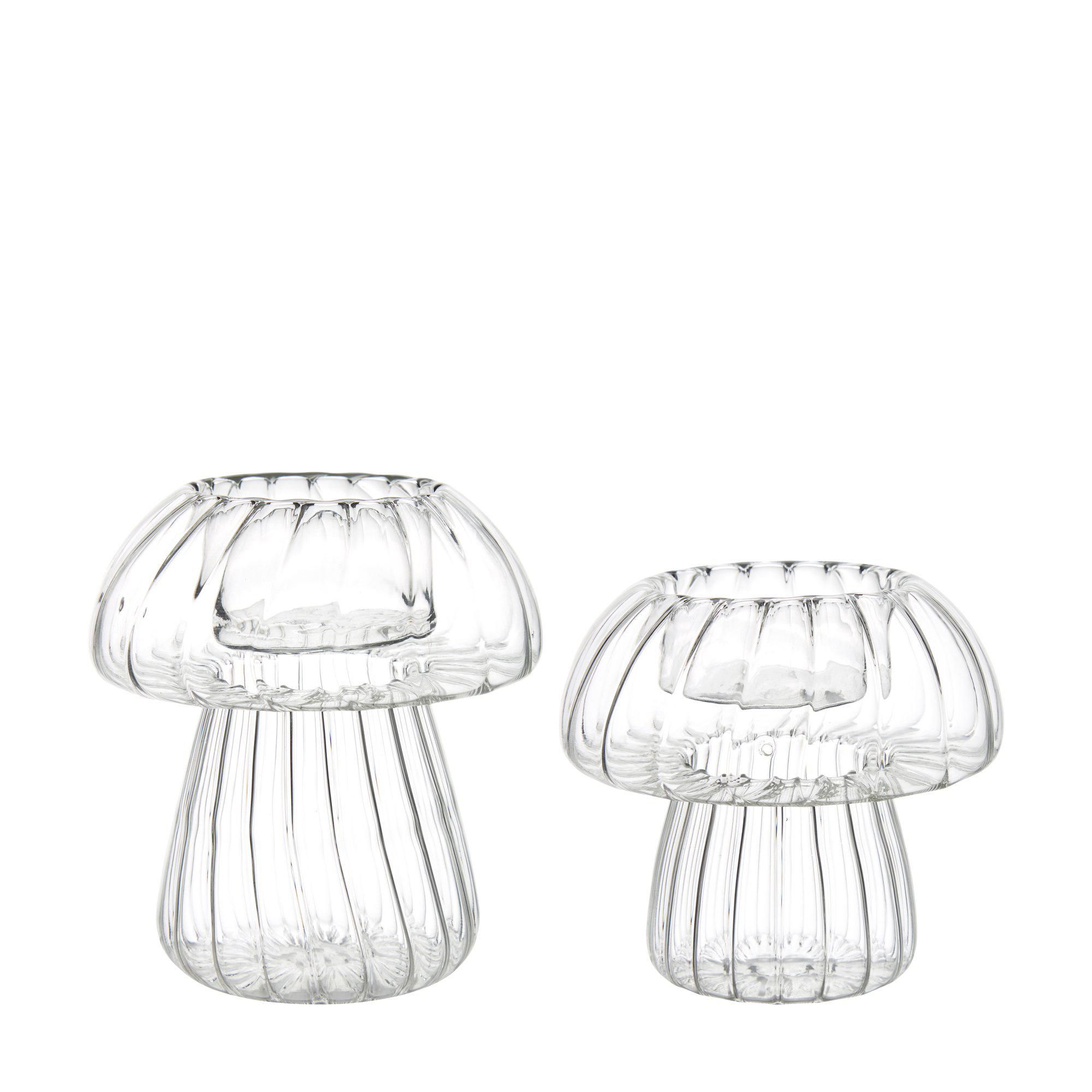MUSHROOM Lantern S/2 Clear - Clear - 11x12 11x10cm