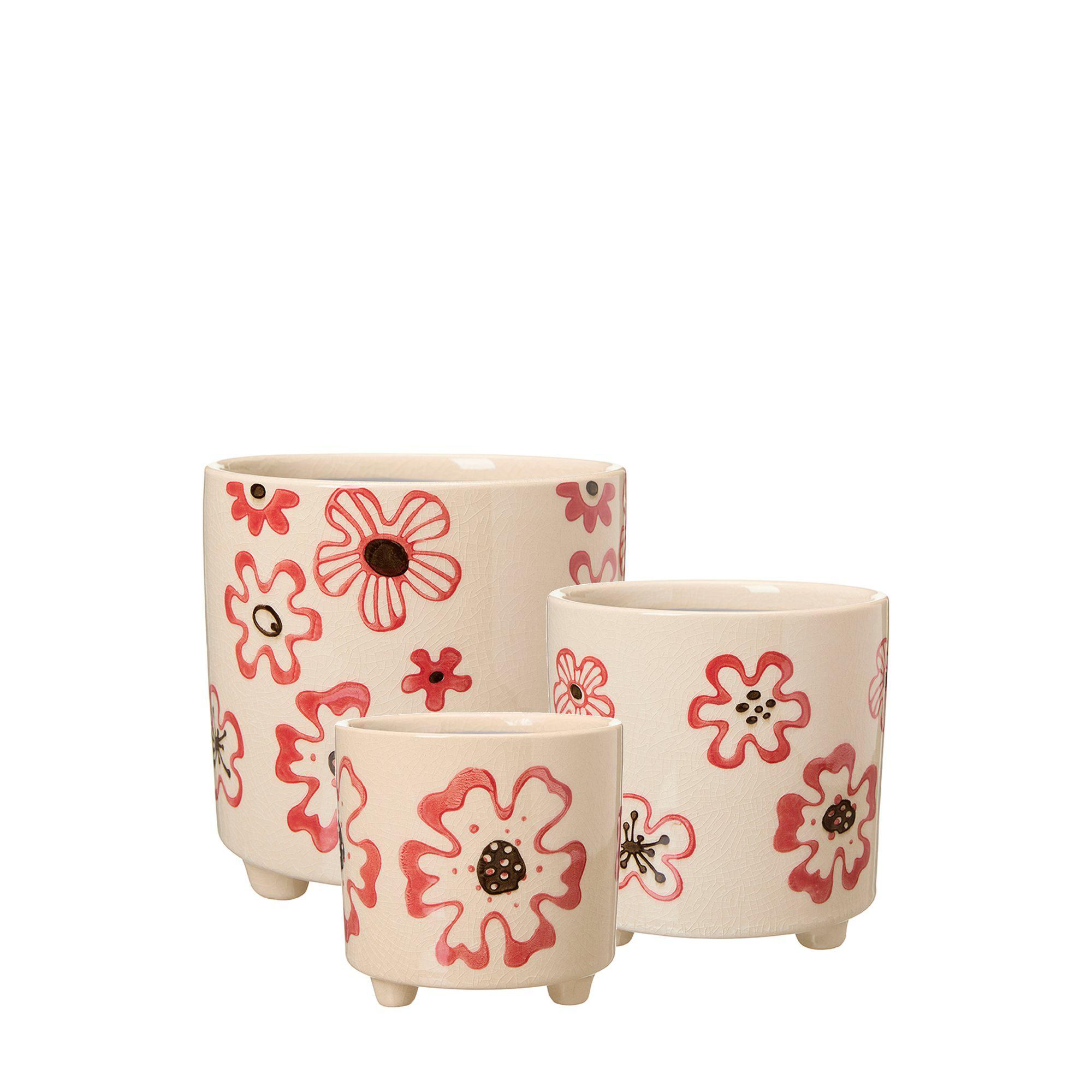 RAKEL Pot S/3 White/Red - White/Red - 18x18 14x14 12x12cm