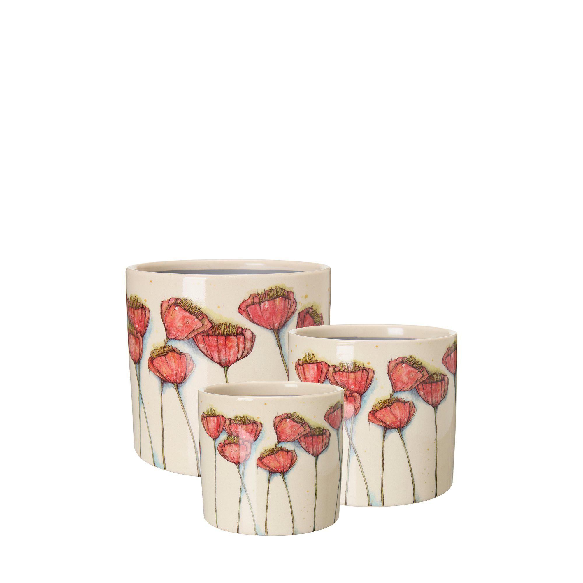 VALMA Pot S/3 White/Red - White/Red - 16x15, 14x12, 12x10