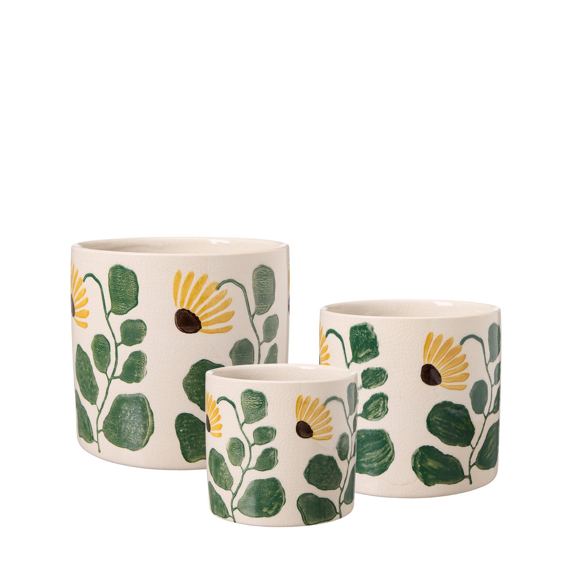 BIANCA Pot S/3 White/Green/Yellow - White/Green/Yellow - 16x15, 14x12, 12x10