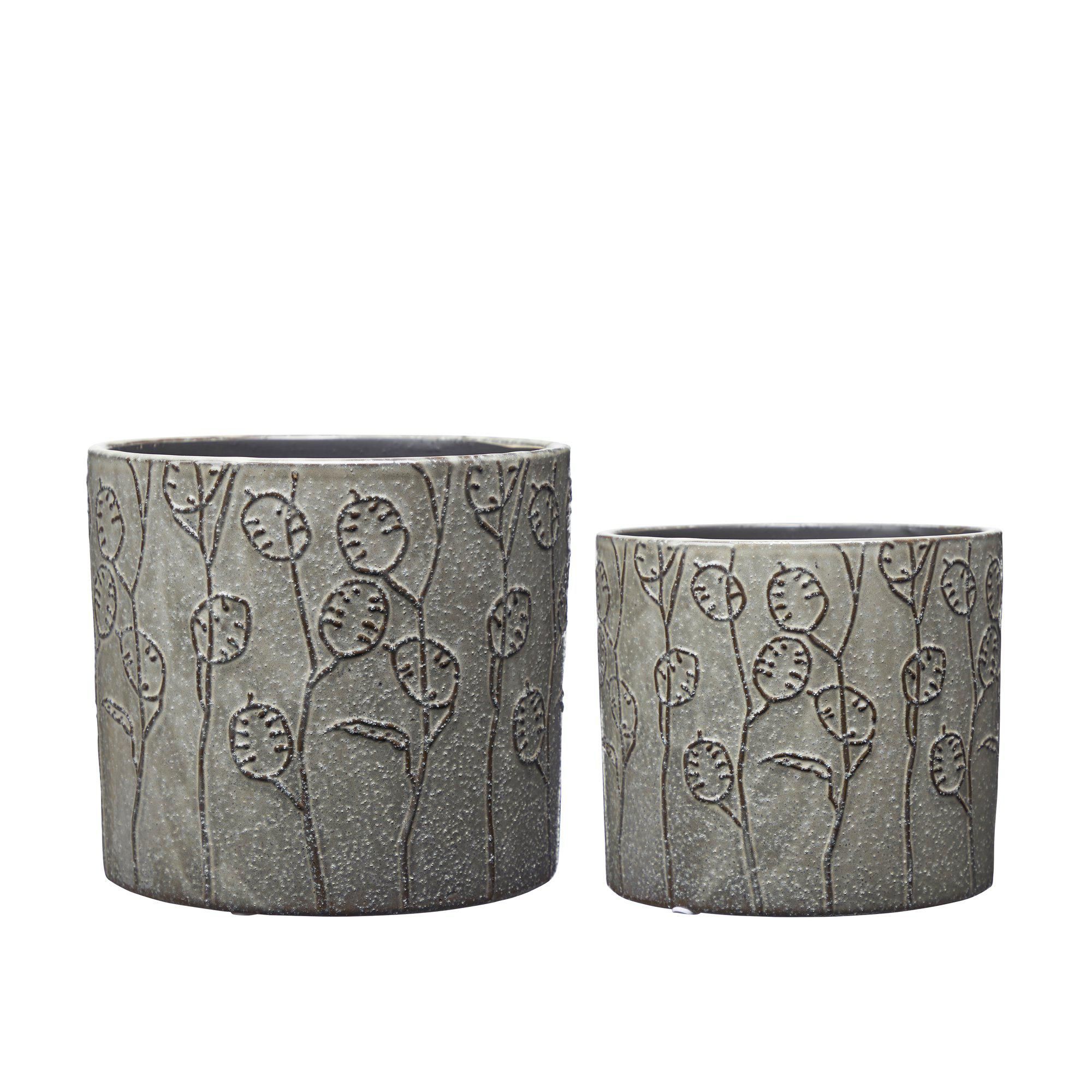 SAGA Pot S/2 Grey Melange - Grey Melange - 20x18 17x15cm