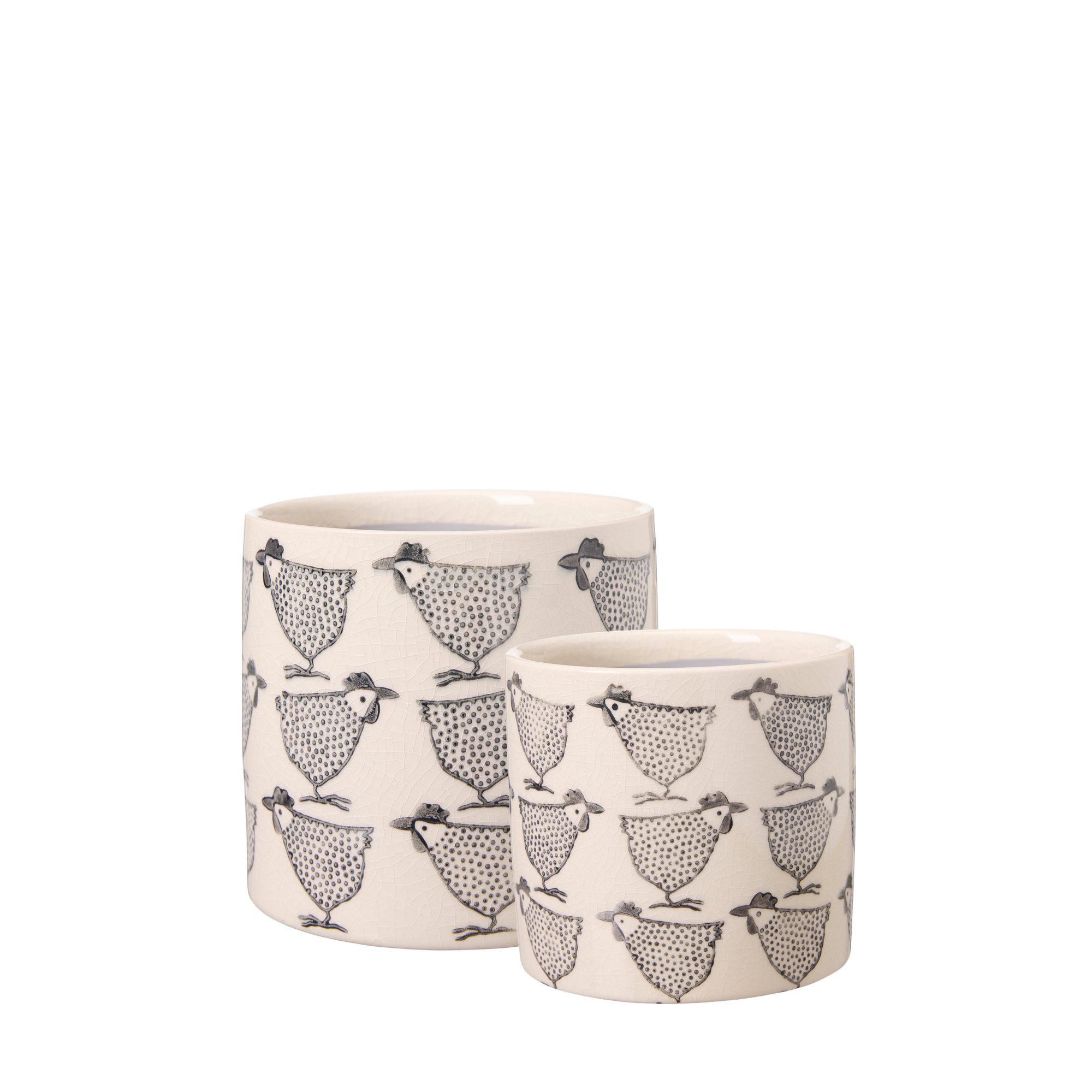 SARA Pot S/2 White/Black - White/Black - 14x13, 12x11cm