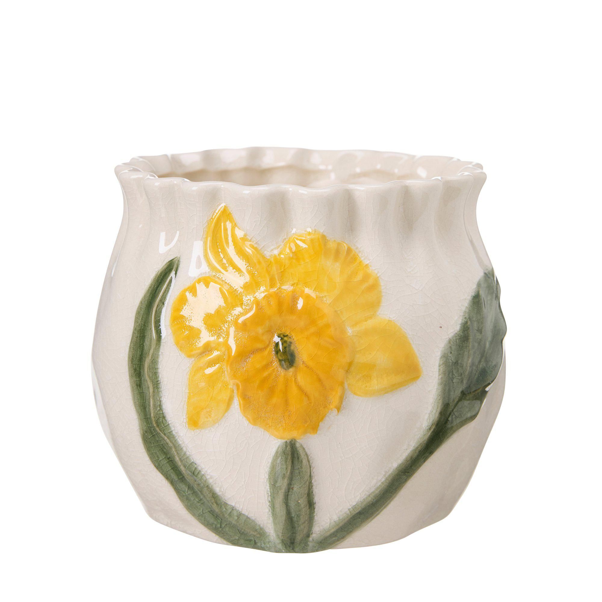 PARISA Pot White/Yellow/Green - White/Yellow/Green - 15x13cm