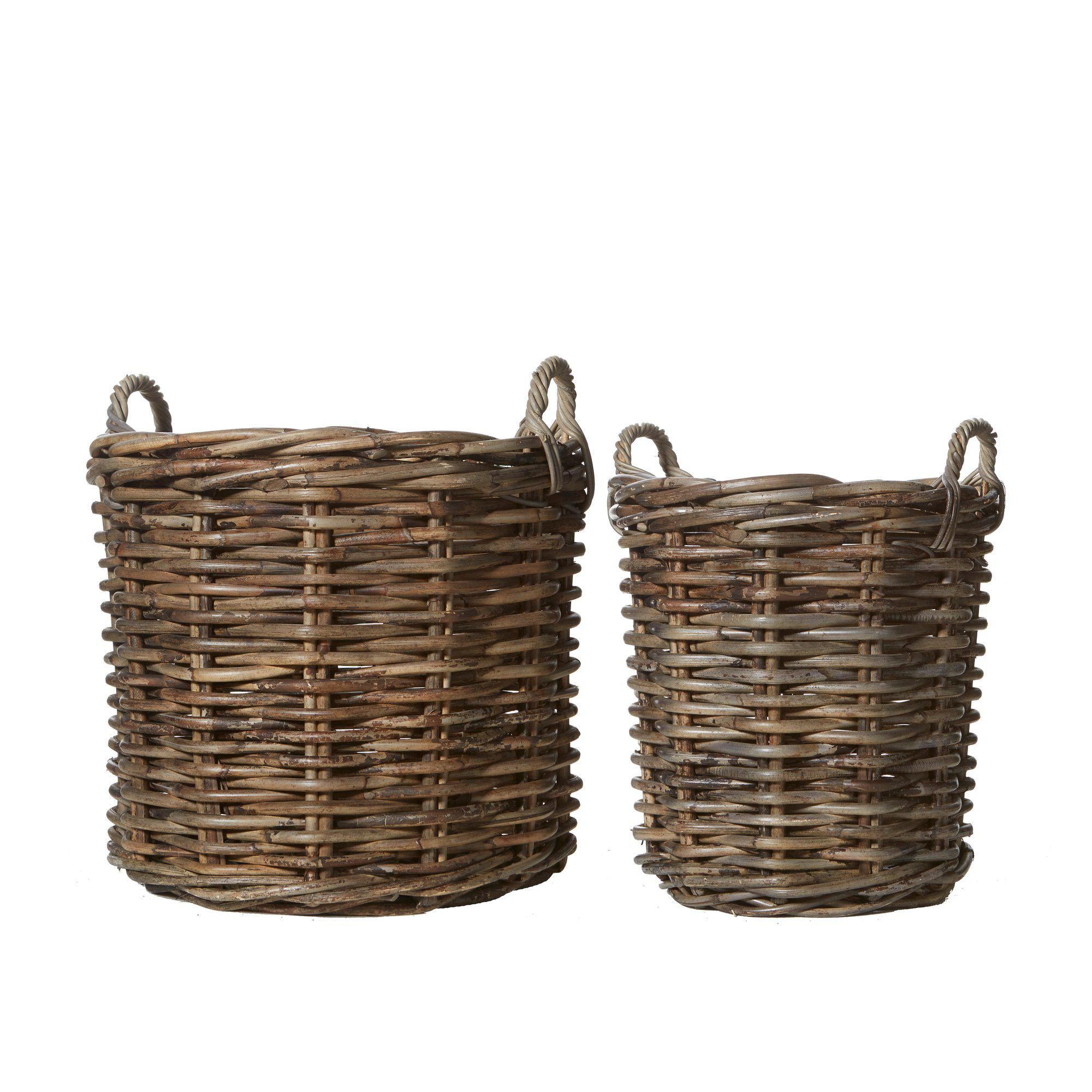 ALEXIA Rattan Basket S/2 Dark Brown - Dark Brown - 56x52+10 45x47+7cm