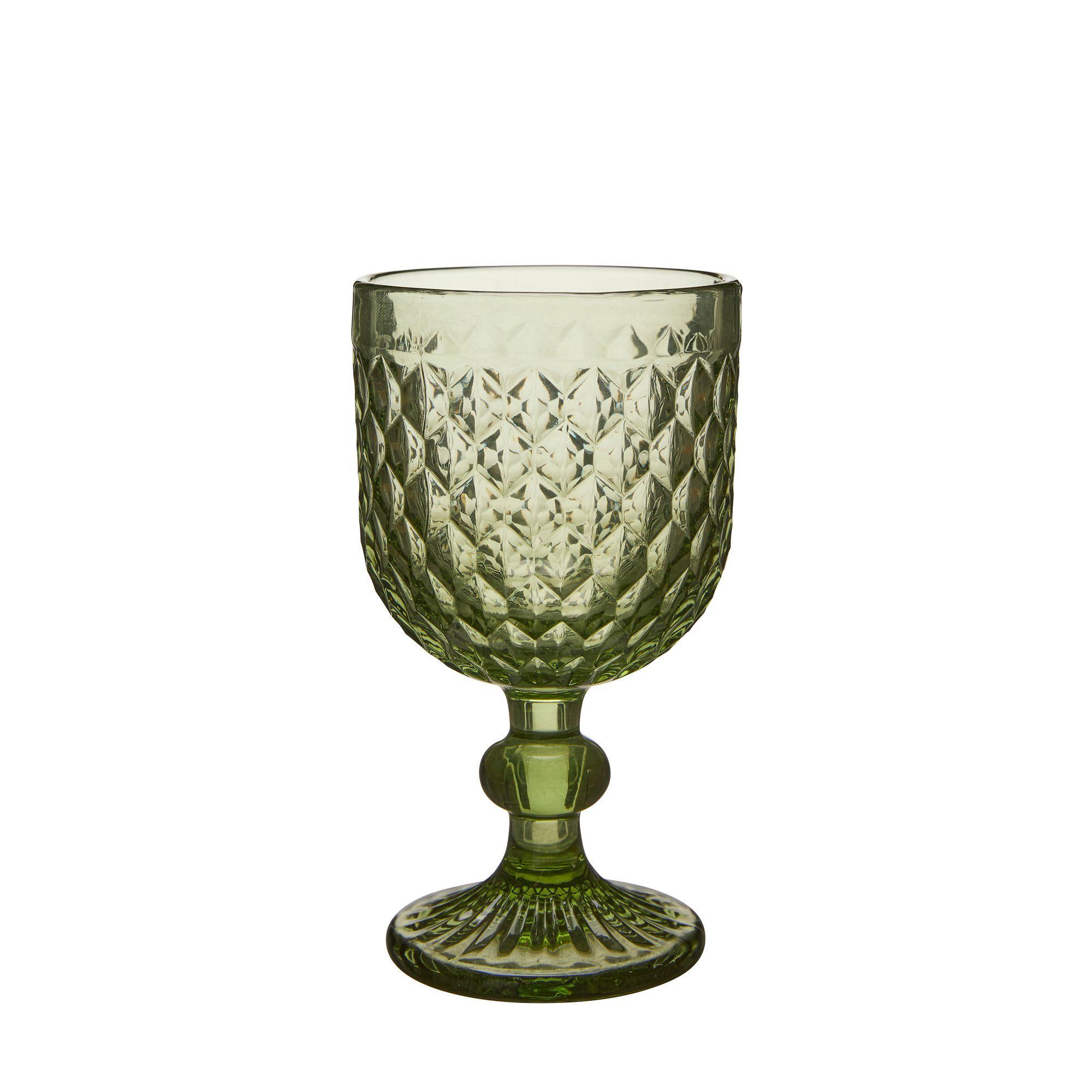 ELLY Glass on foot Green - Green - 8x14cm