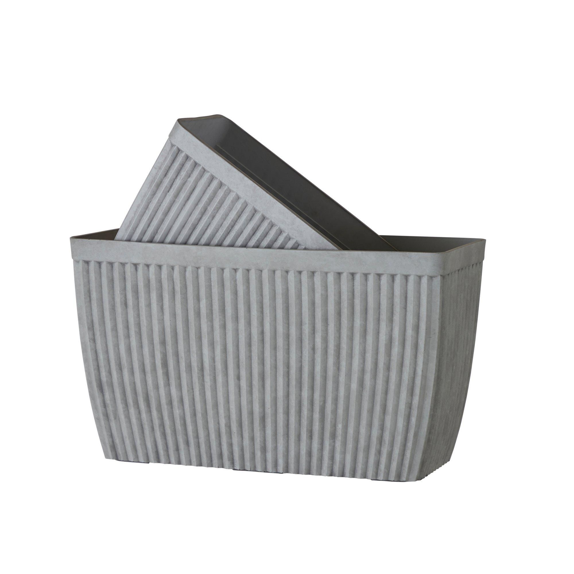 ADMIRA Pot S/2 Rectangular Light Grey - Light Grey - 73x32x42 59x28x40cm