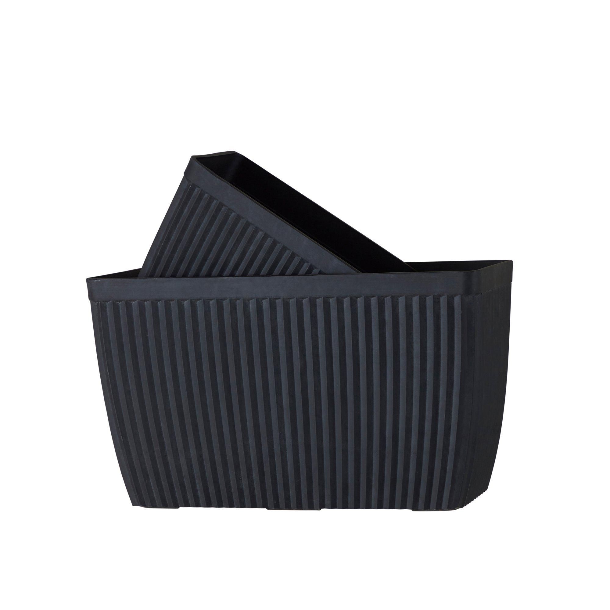 ADMIRA Pot S/2 Rectangular Black - Black - 73x32x42 59x28x40cm