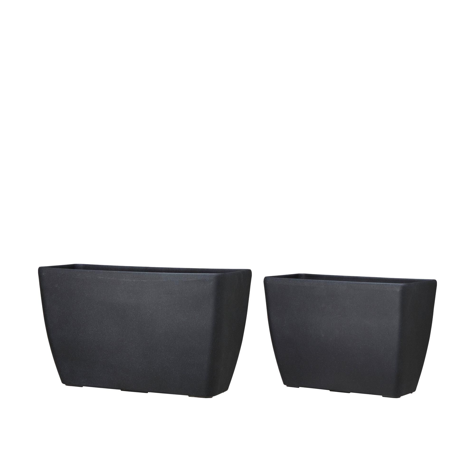 MELINA Pot S/2 Rectangular Black - Black - 74x32x45,