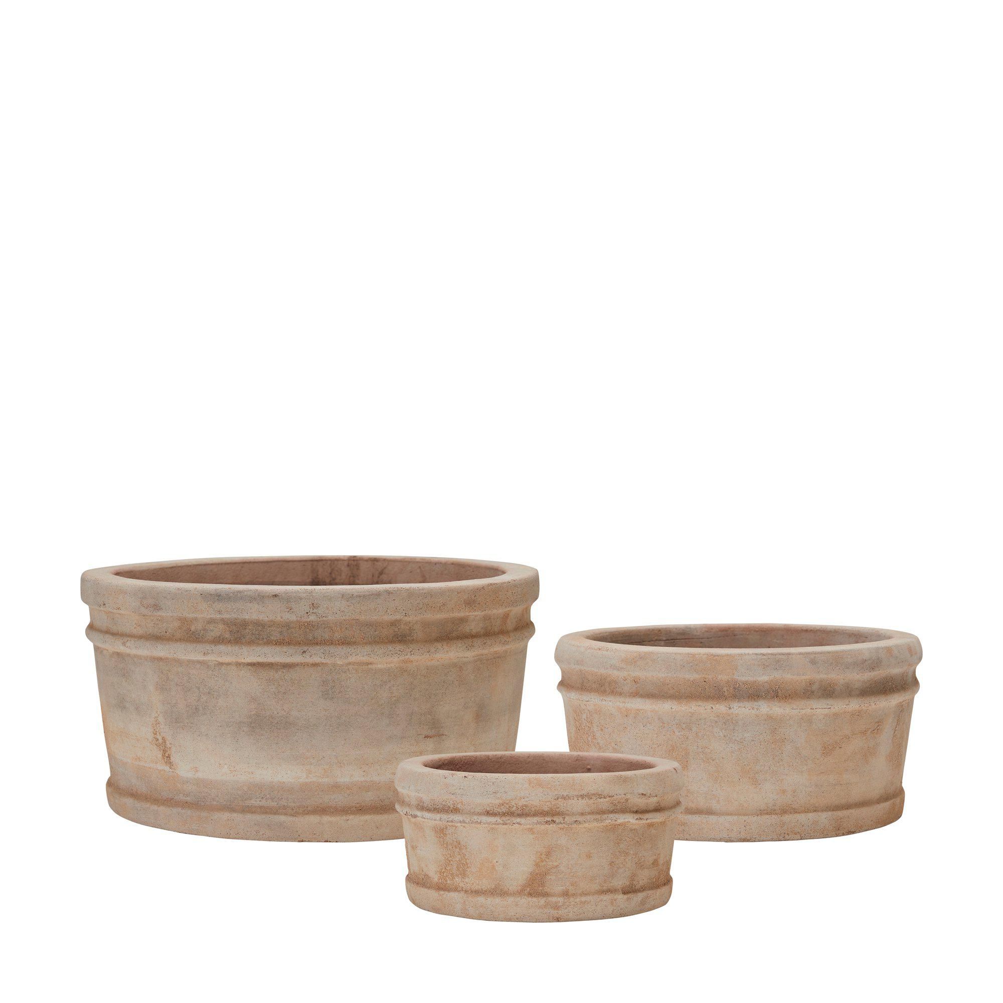 TALIA Planter S/3 Antique Terracotta - Antique Terracotta - 35x15 23x12 18x10cm