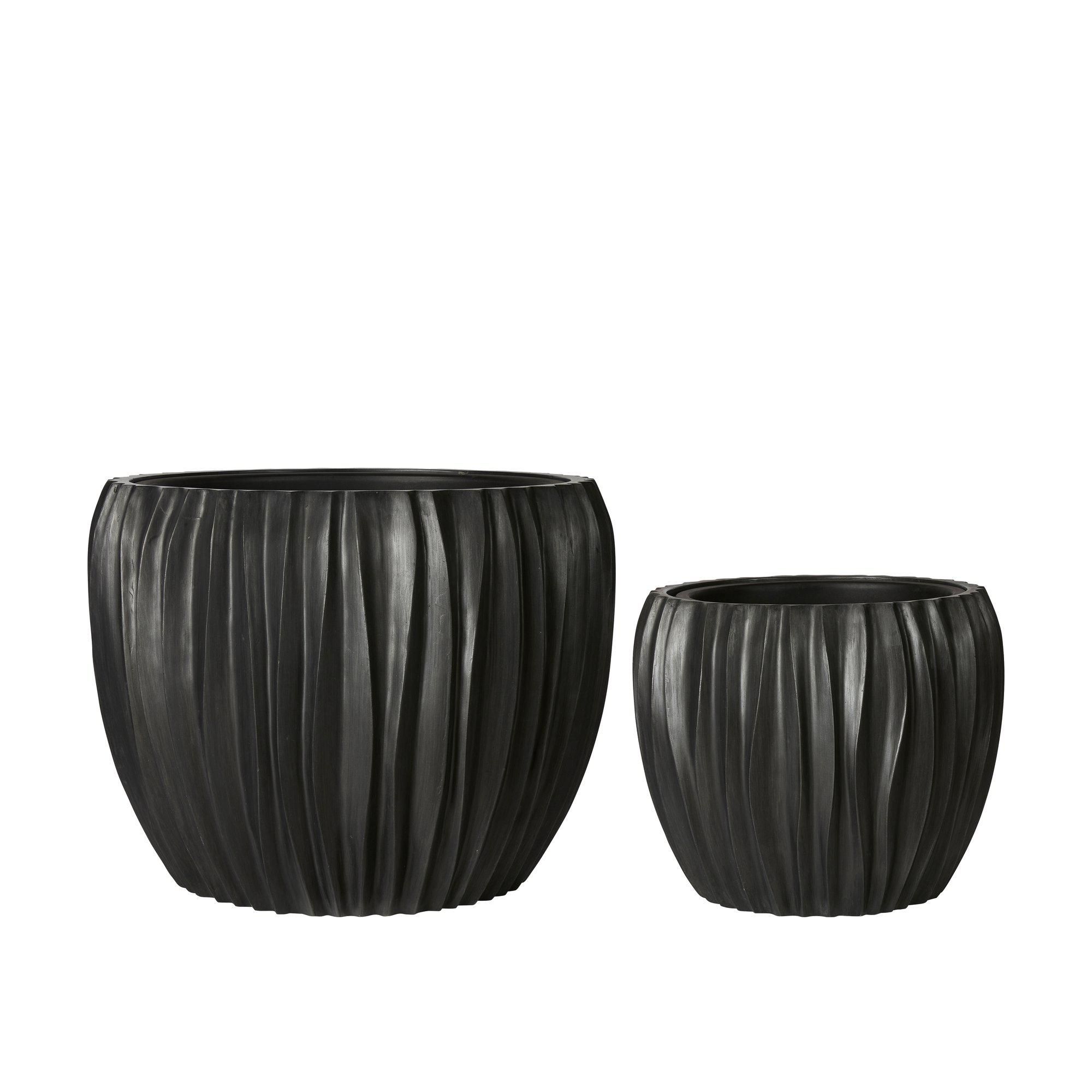 NATASHA Pot S/2 Black - Black - 52x43 37x33cm