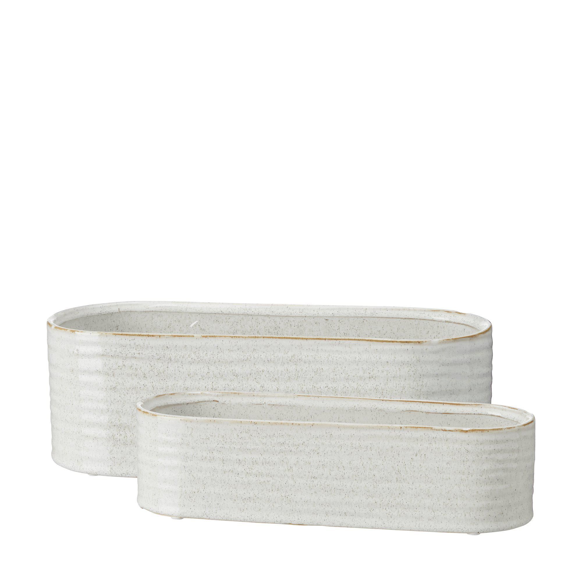 ELFRIDA Pot Oval S/2 Offwhite - Offwhite - 35x14x12 31x10x8cm