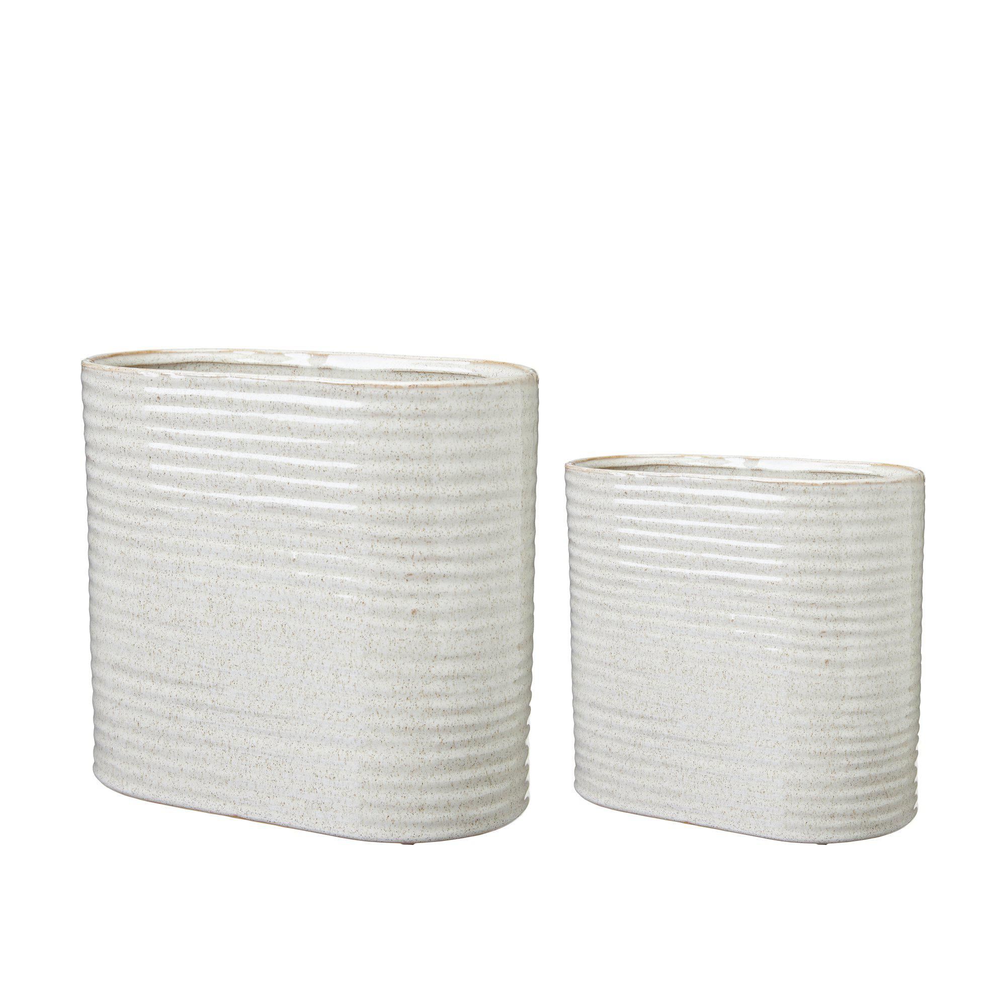 ELFRIDA Pot Oval S/2 Offwhite - Offwhite - 12,5x25x25