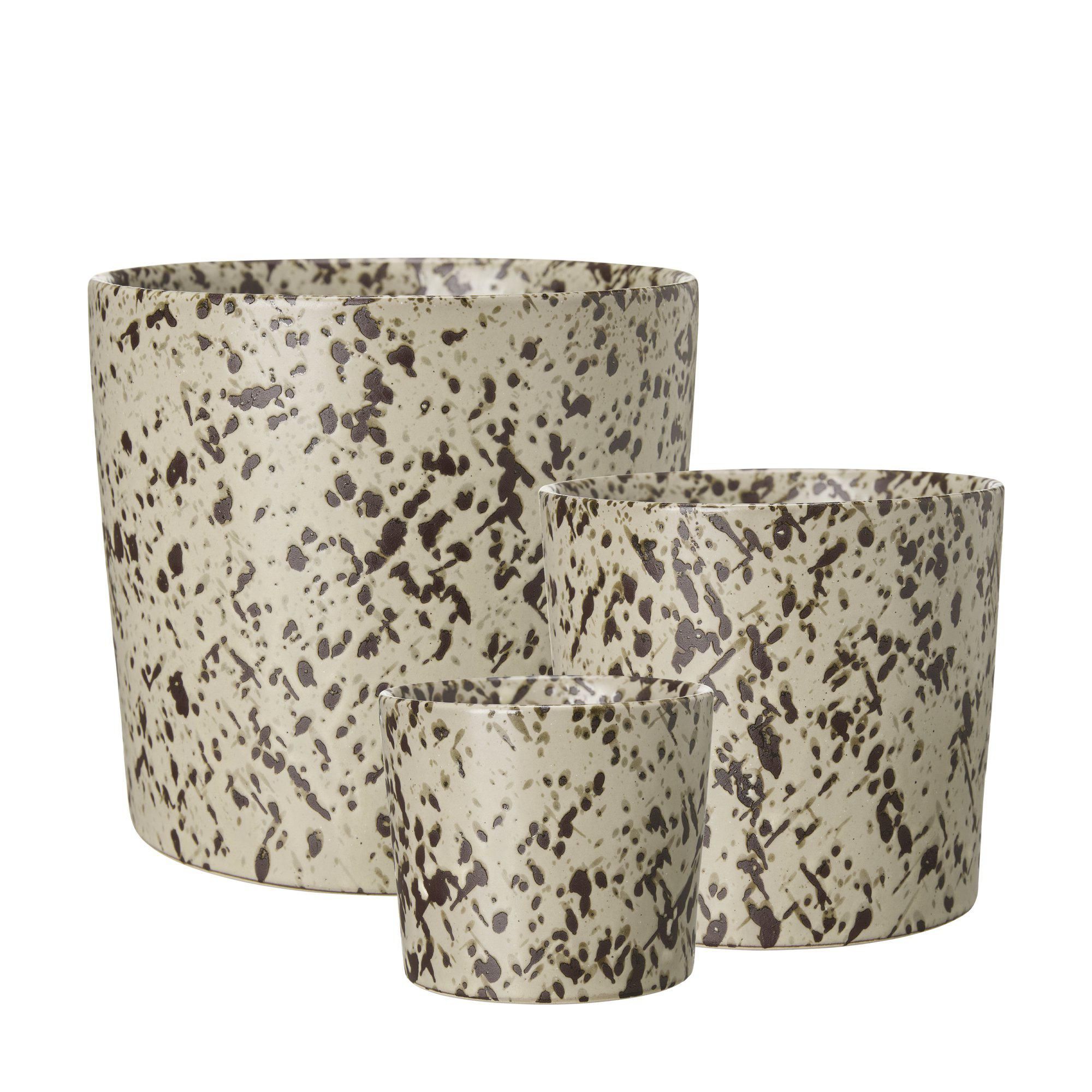 AGNES Pot S/3 Brown - Brown - 17x15 13x12 9x8cm