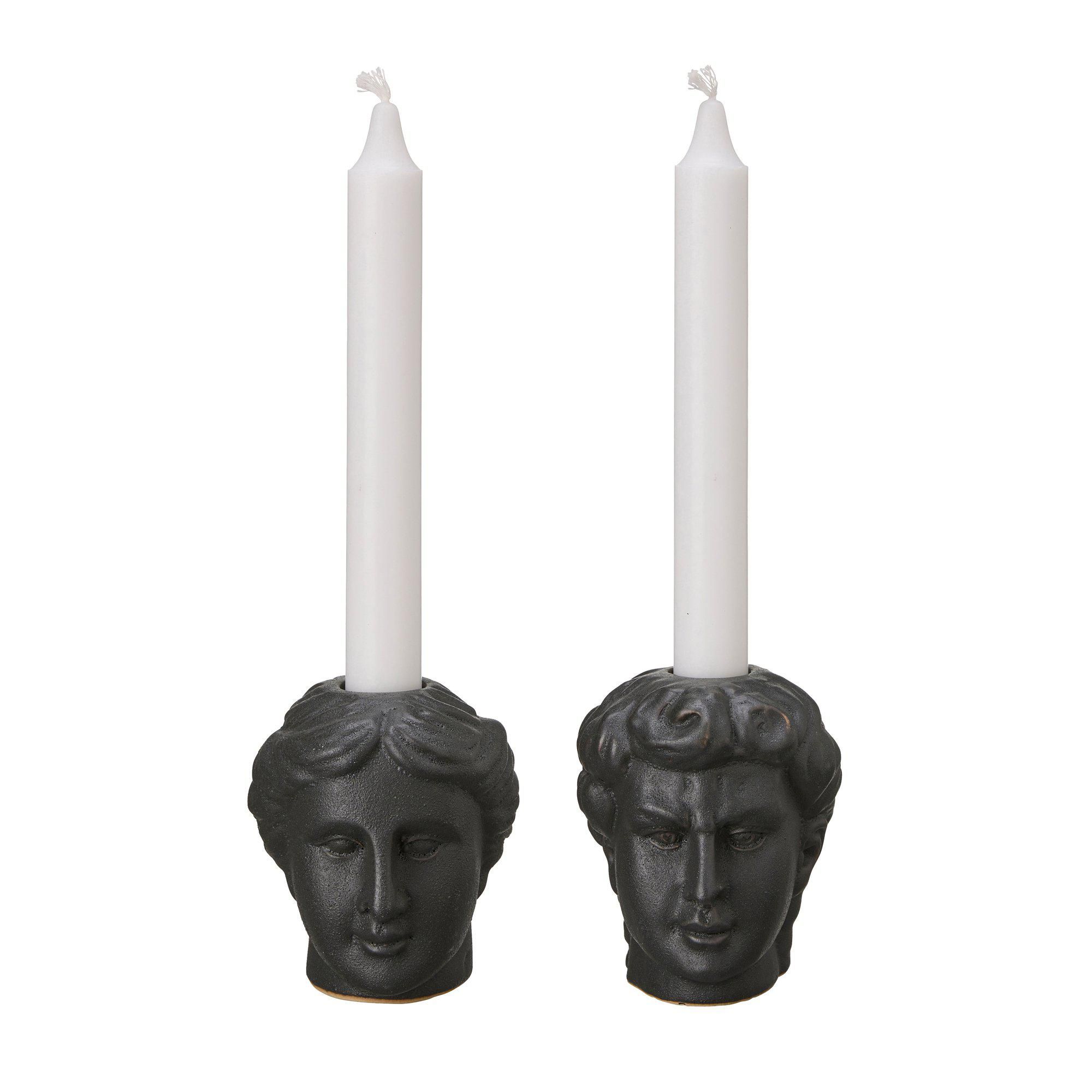 ADELA Candleholder Mix Black - Black - 8x11x10 8x9x10cm