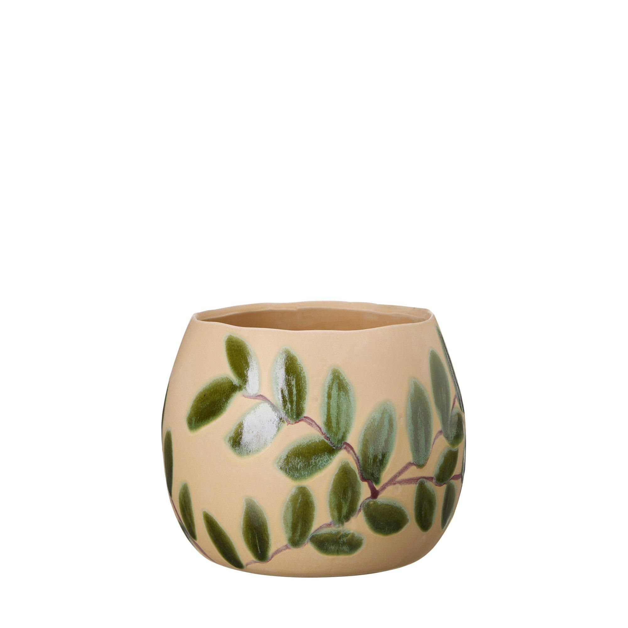 ESTELLE Kruka Beige/Grön - Beige/Grön - 16x14cm