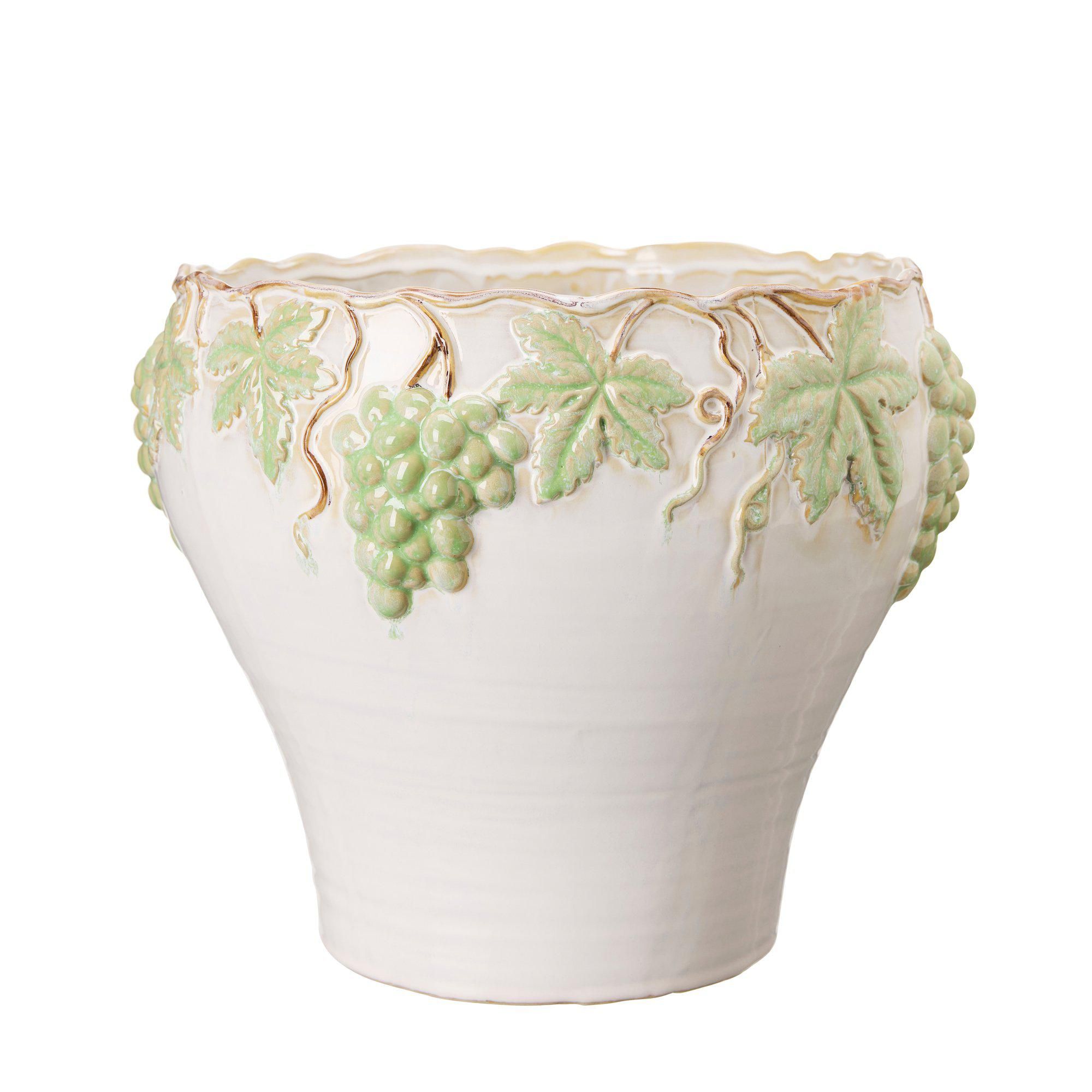 JANINA Pot White/Green - White/Green - 30x26cm