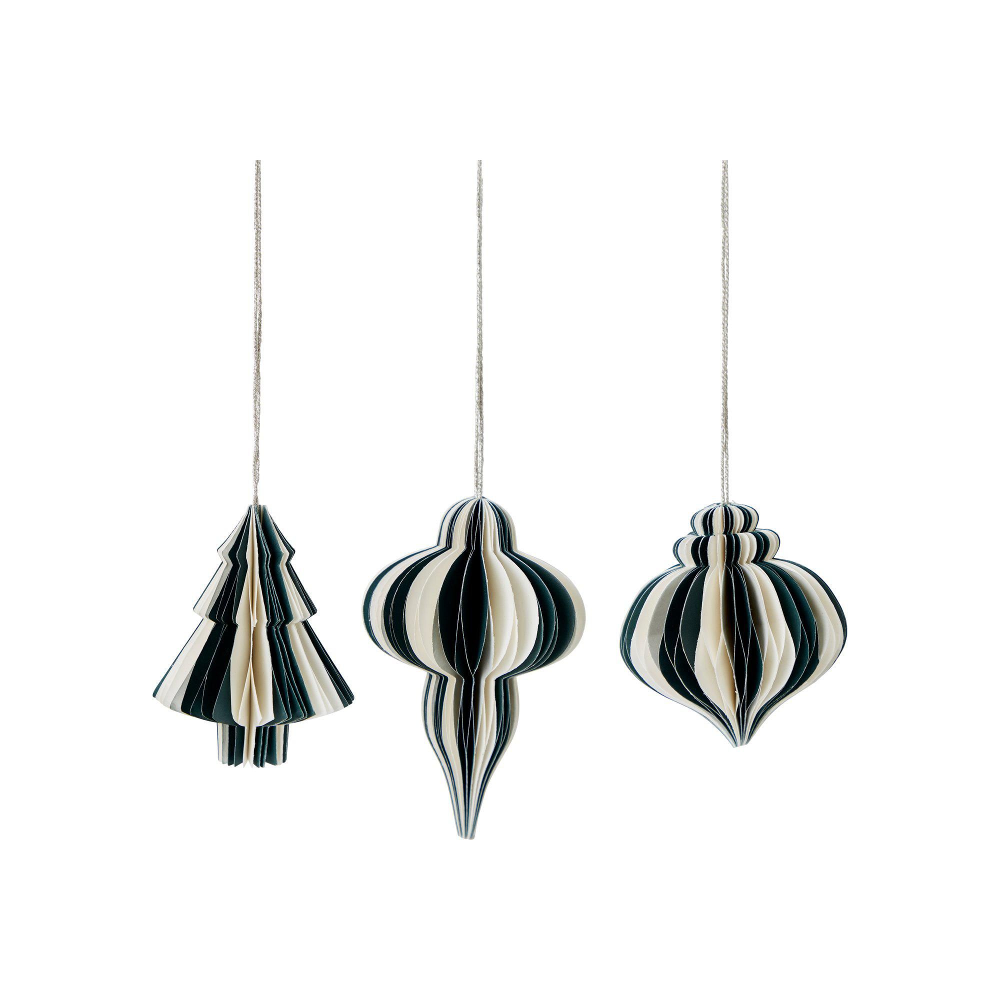 ORNAMENT Mix in Box Offwhite/Green - Offwhite/Green - 7,5 cm