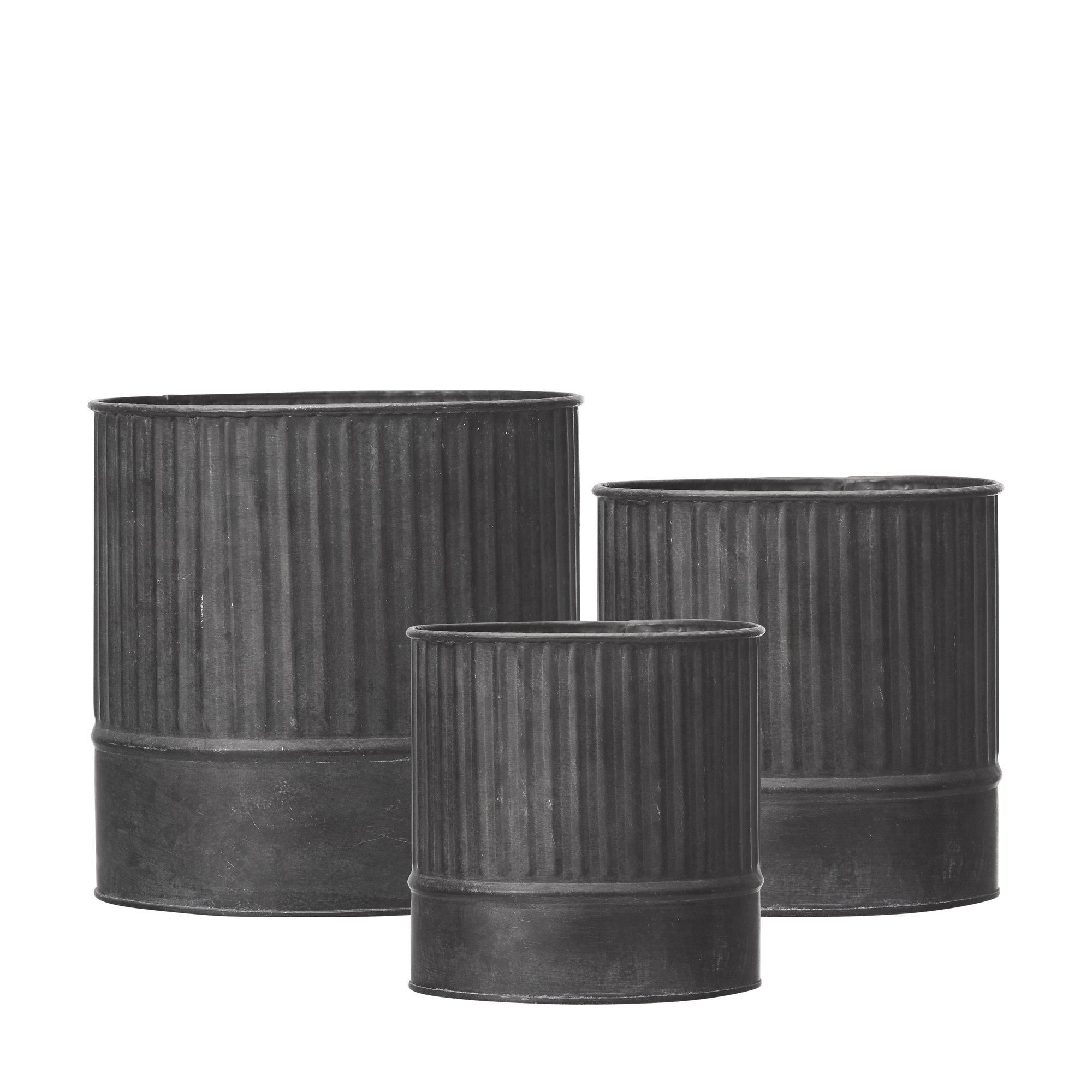 AMIRA Pot S/3 Black Zinc - Black Zinc - 18x18 15x15 13x13cm