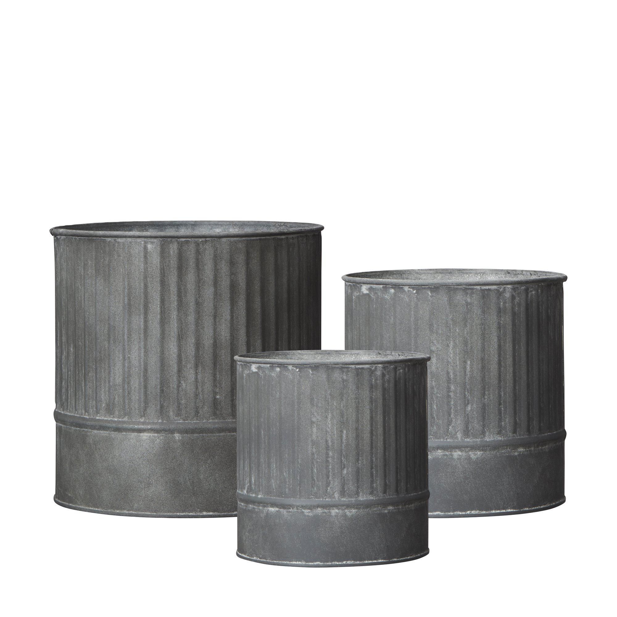 AMIRA Pot S/3 Grey Zinc - Grey Zinc - 18x18 15x15 13x13cm
