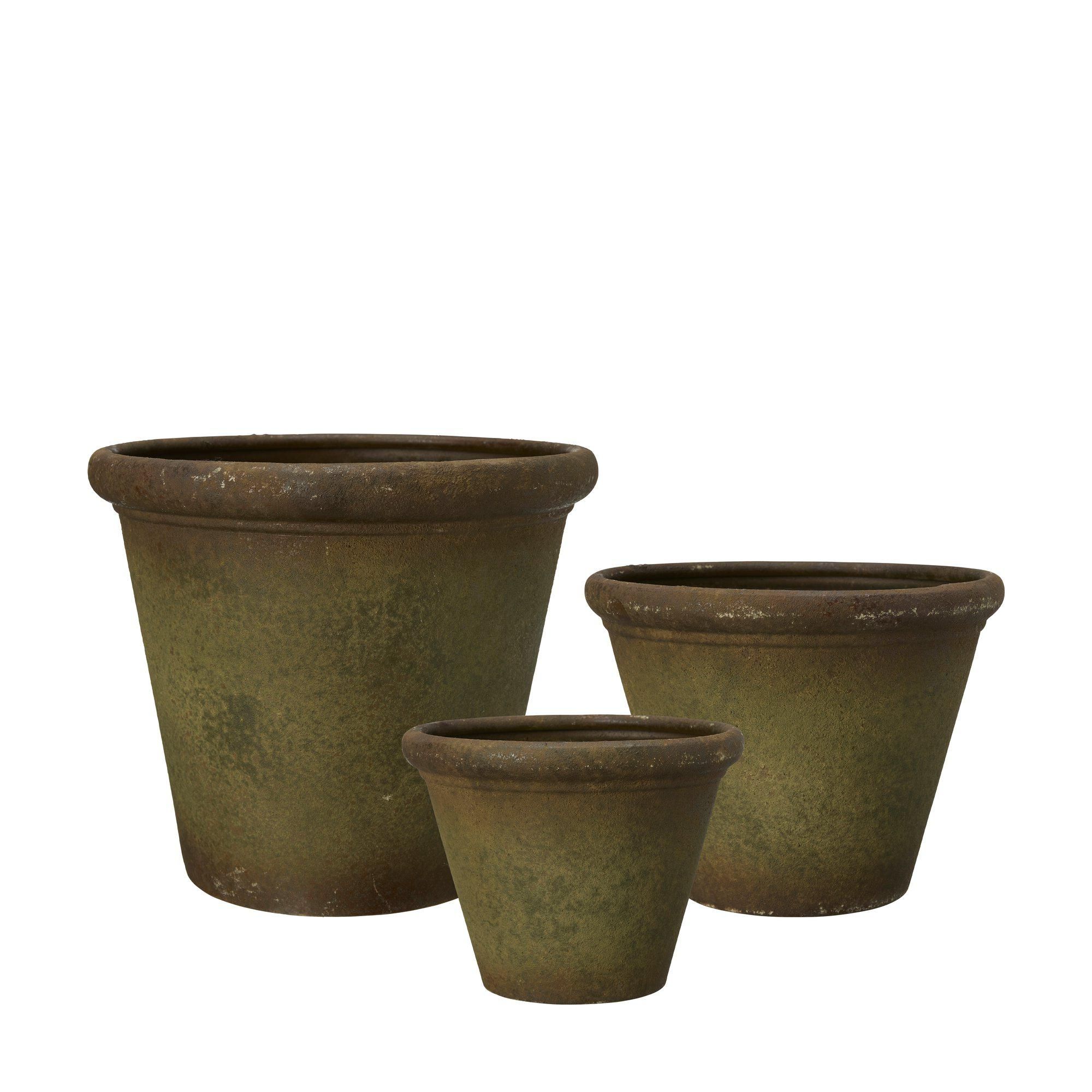 RUNA Pot S/3 Antik grön - Antik grön - 30x26 25x21 20x16cm