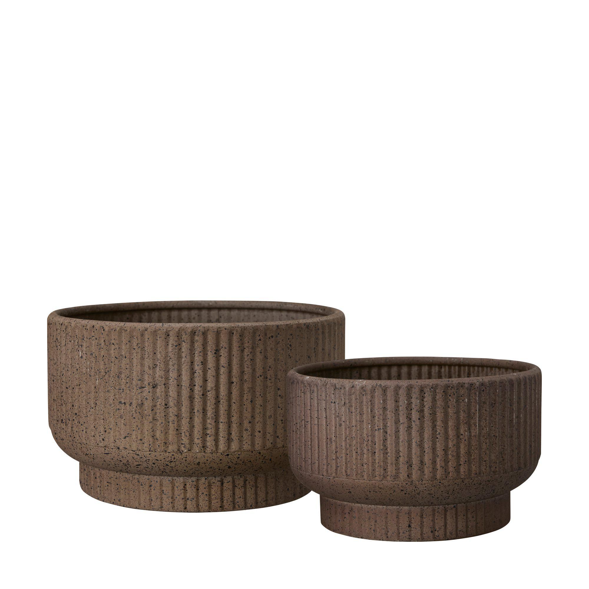 MAGDA Planter S/2 Dark brown - Dark Brown - 26x15 22x14 cm
