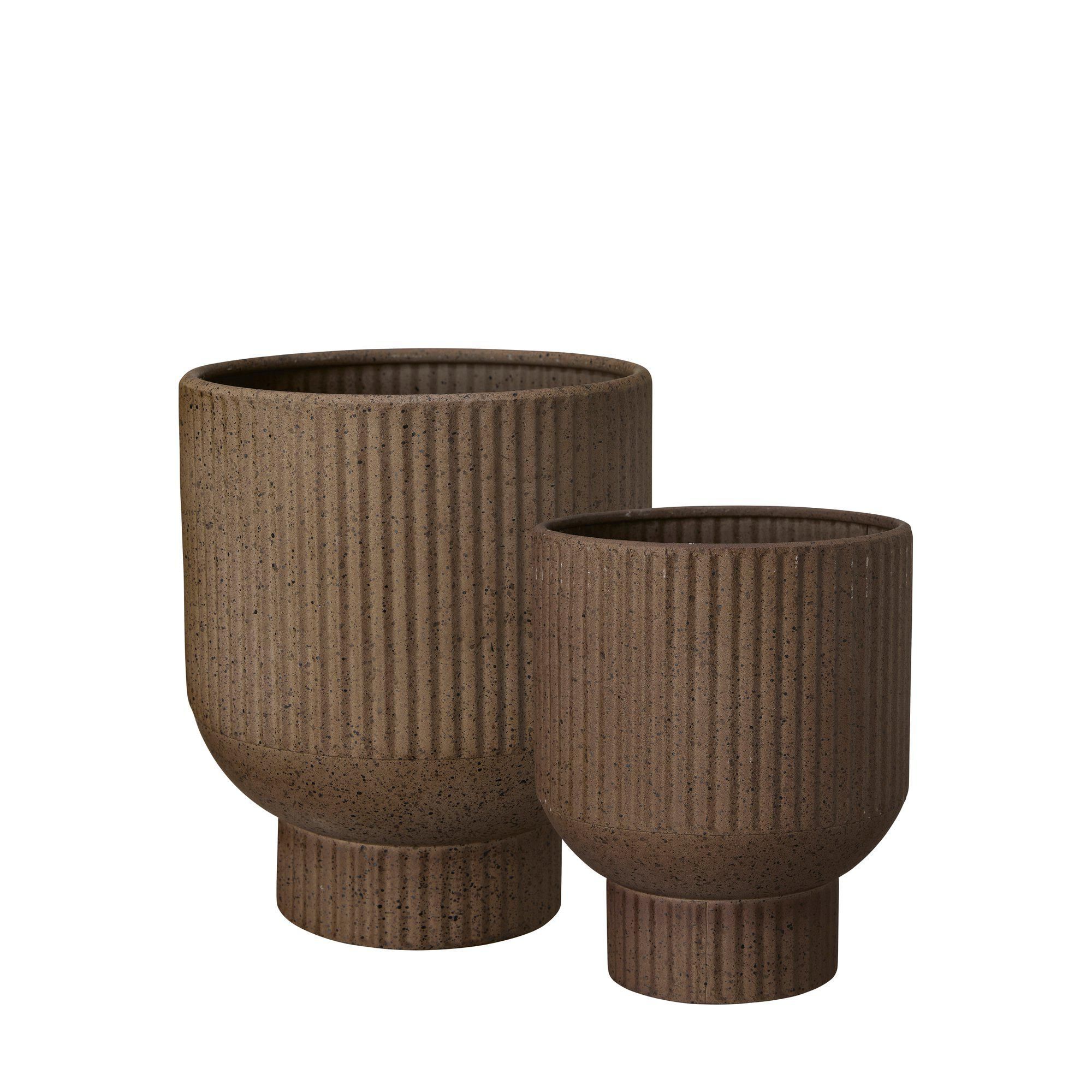 MAGDA Pot S/2 Dark brown - Dark Brown - 22x26 18x22 cm